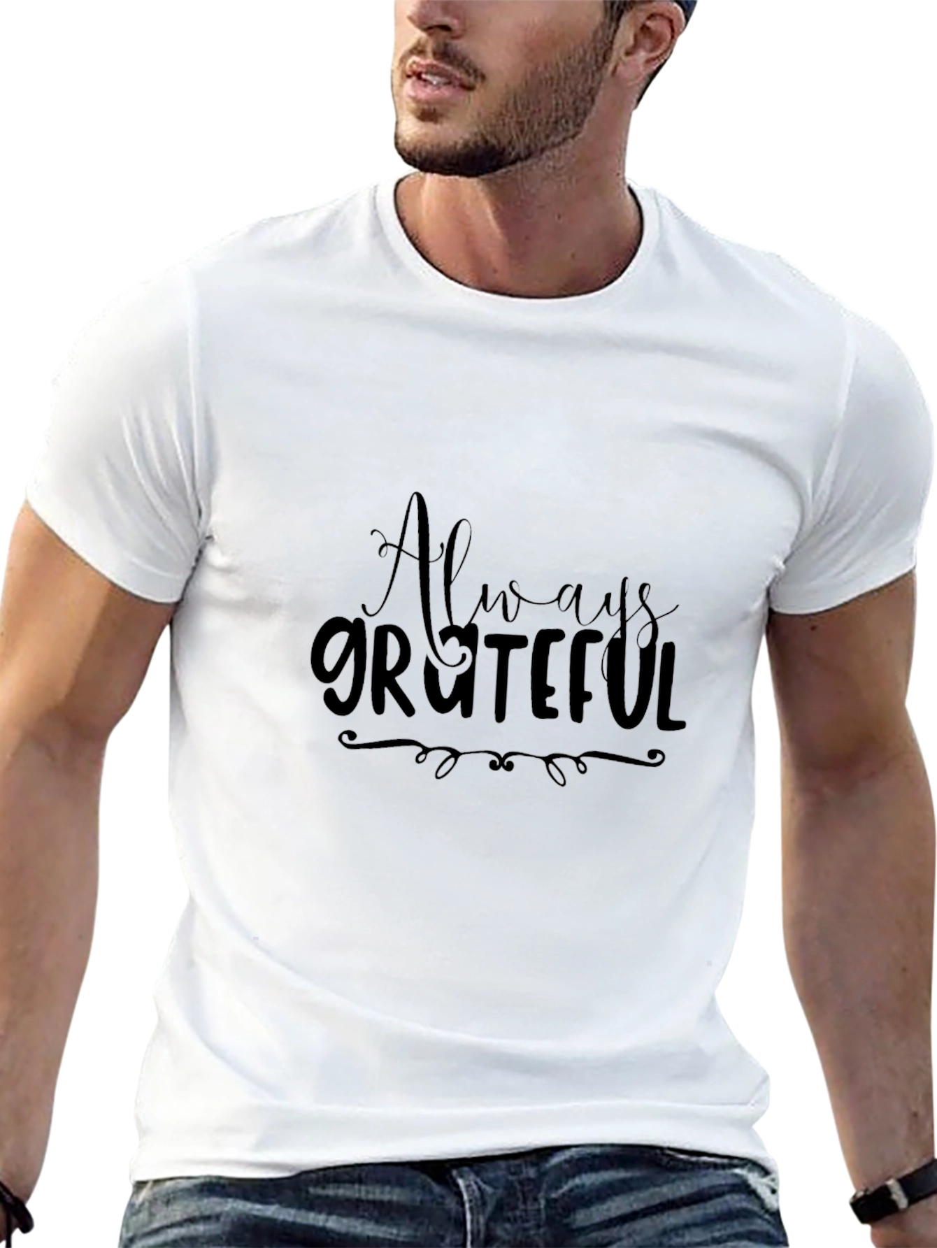 Always Grateful Black Graphic Tee