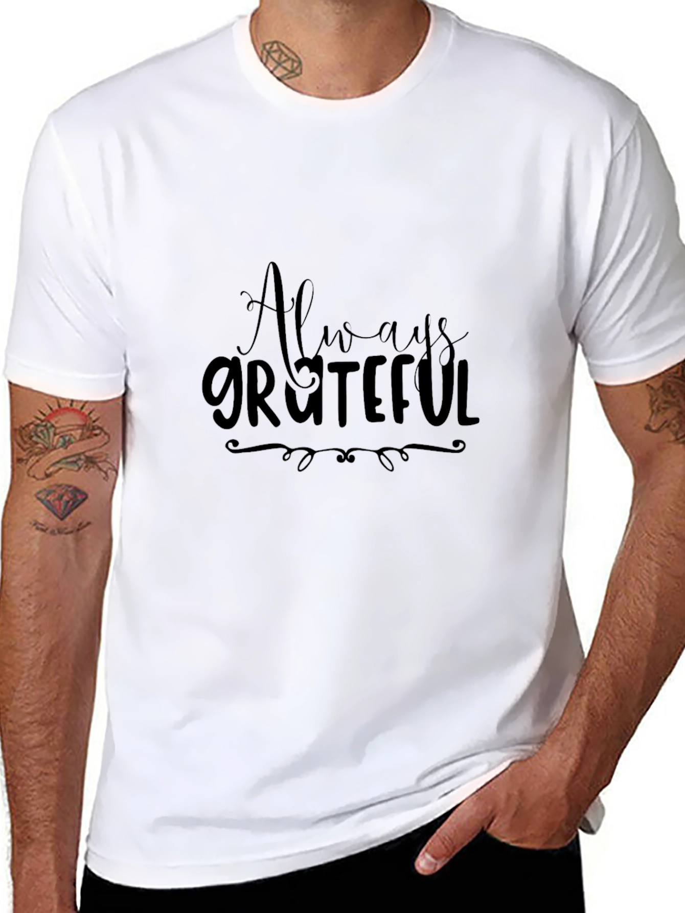 Always Grateful Black Graphic Tee