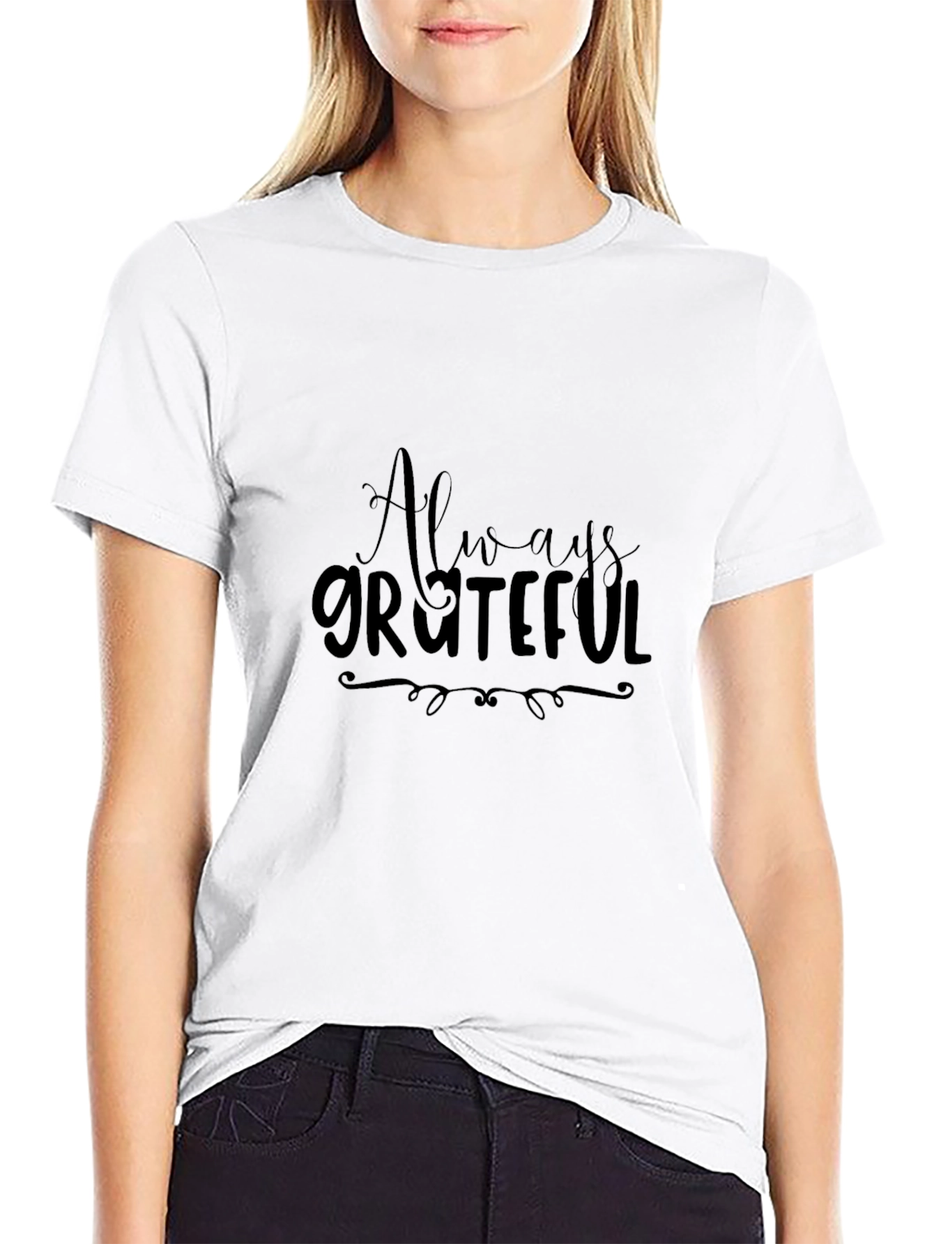 Always Grateful Black Graphic Tee