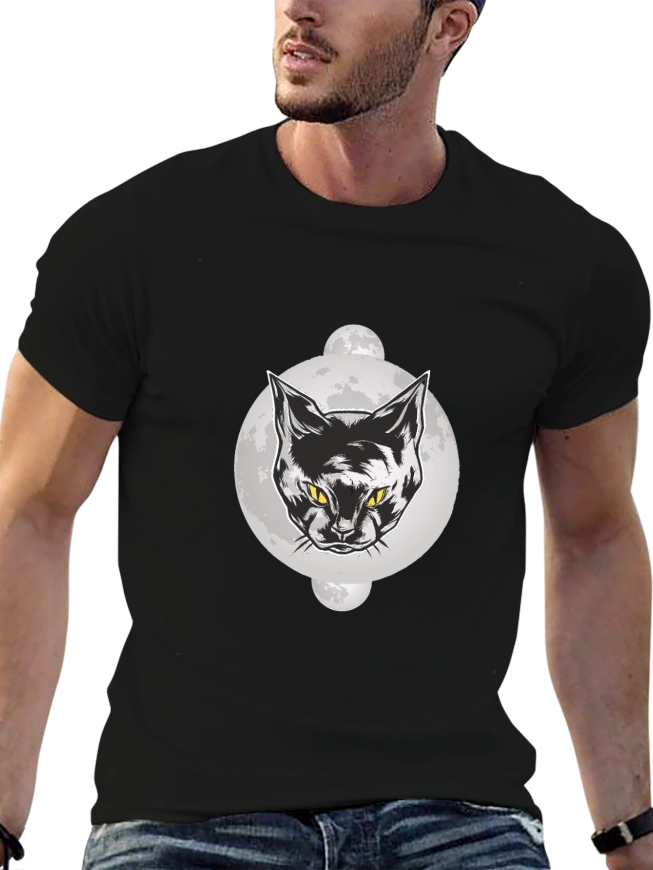 Black Cat Moon Graphic T-Shirt