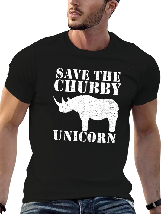 Save the Chubby Unicorn T-Shirt - Funny Rhino Graphic Tee