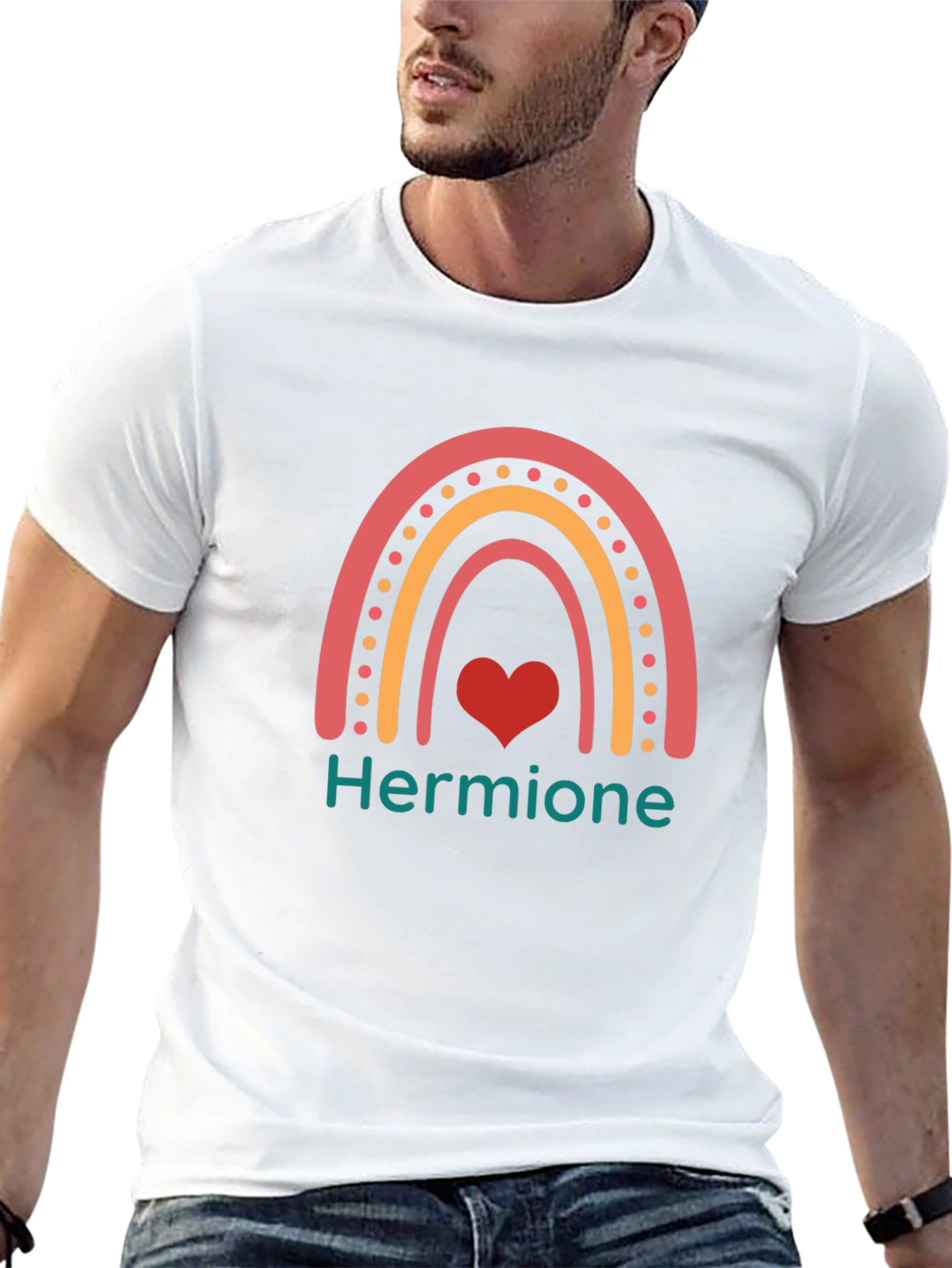 Hermione Rainbow Heart Black T-Shirt