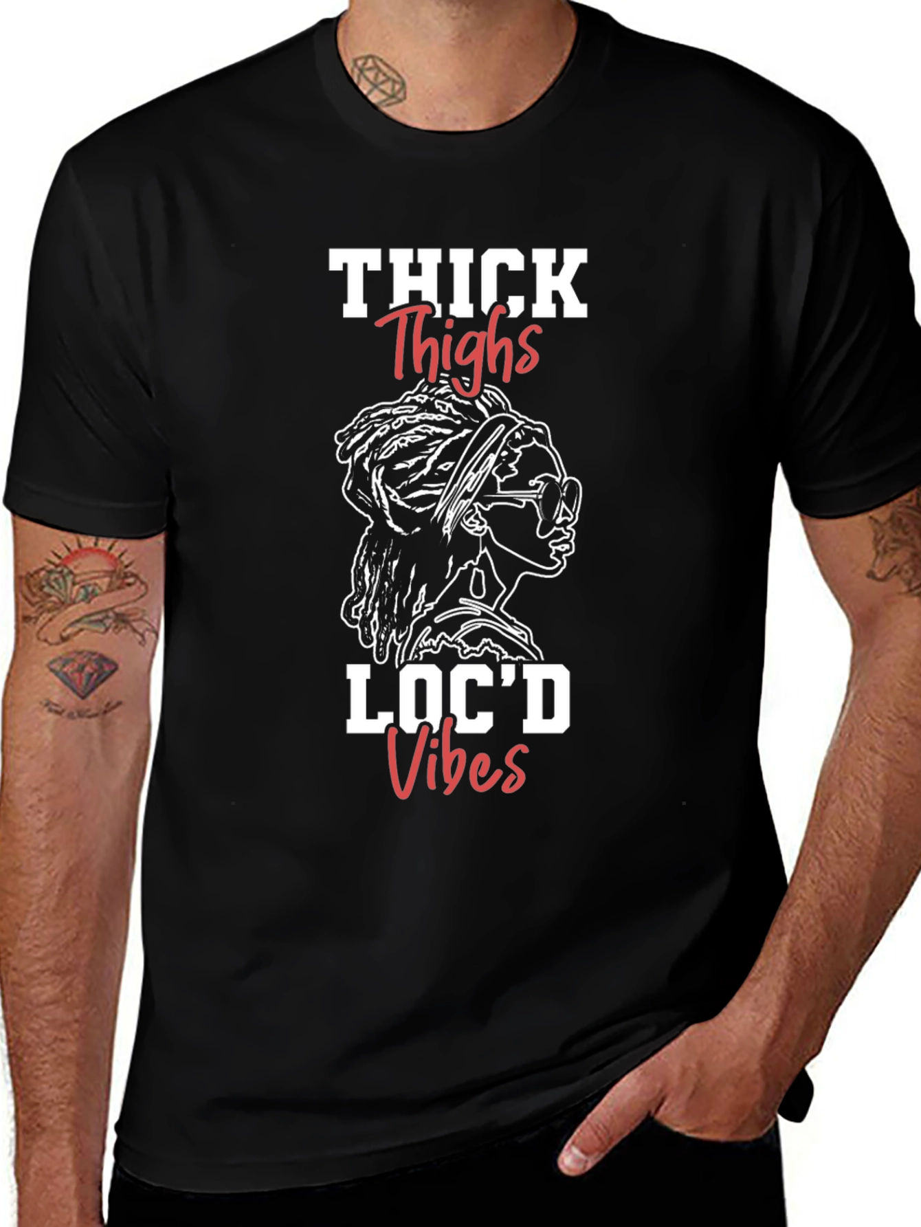 Thick Thighs Locd Vibes Black Graphic T-Shirt