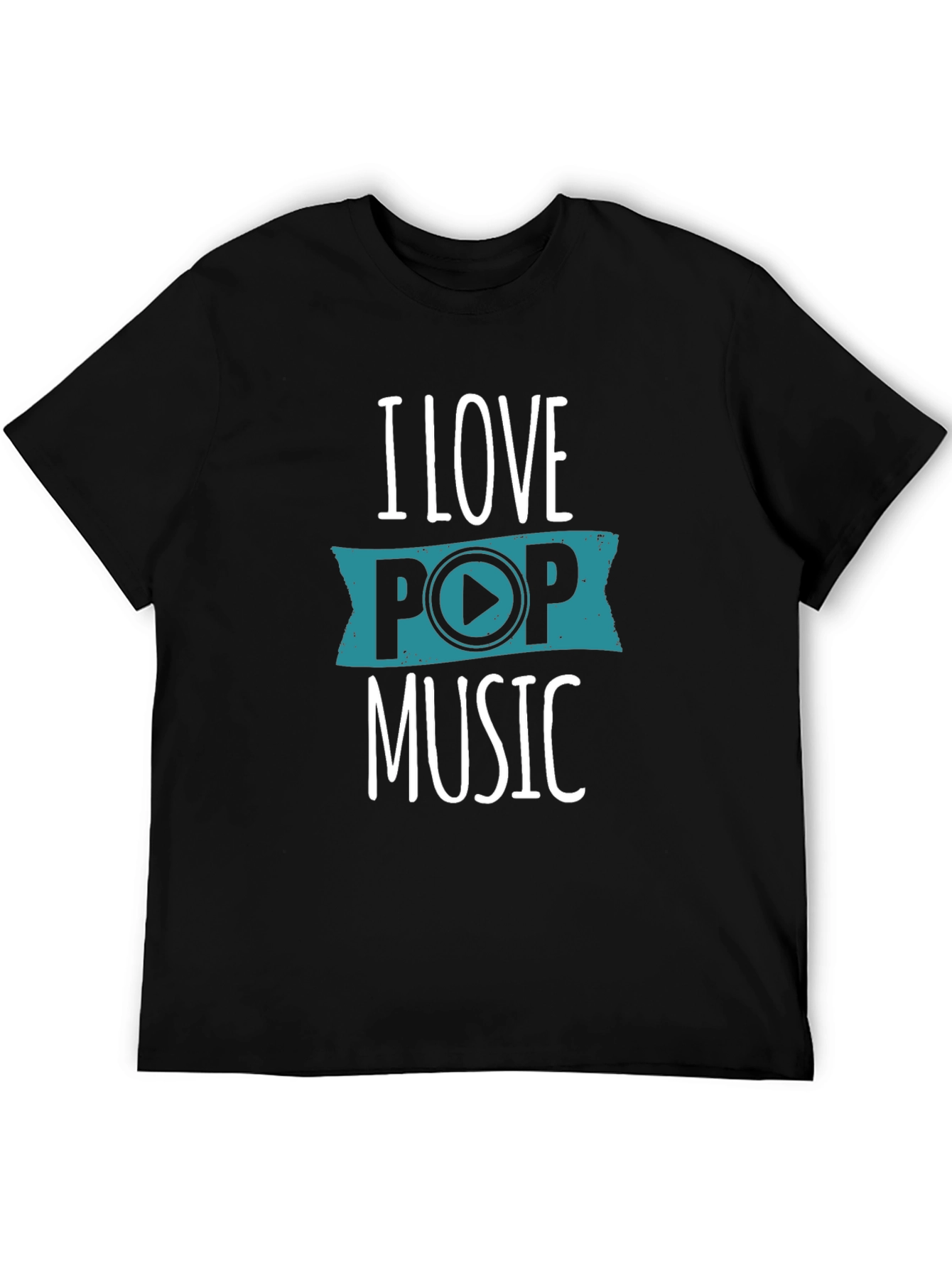 I Love Pop Music Graphic T-Shirt - Black