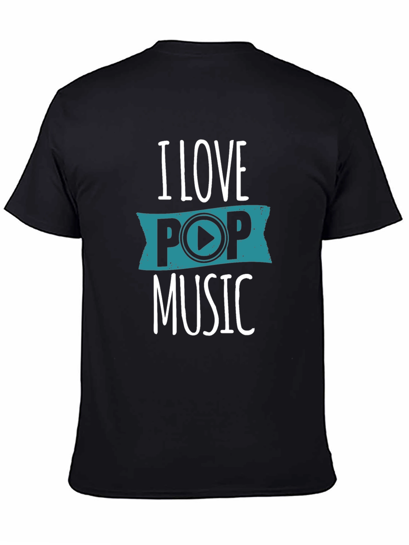 I Love Pop Music Graphic T-Shirt - Black
