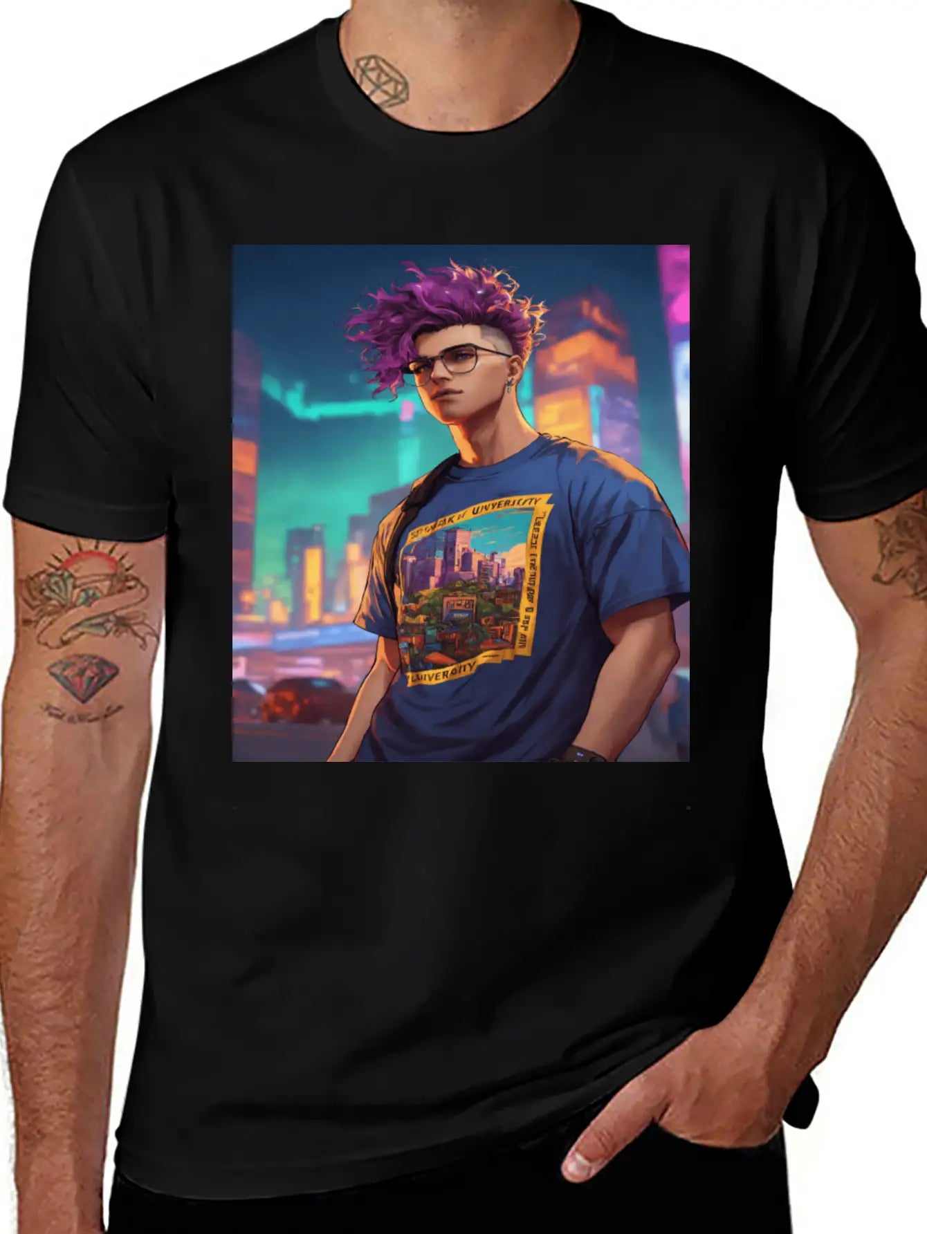 Edgy Cyberpunk T-Shirt With Neon Vibes" Unisex Casual T-Shirt – Clean Design For Daily Comfort