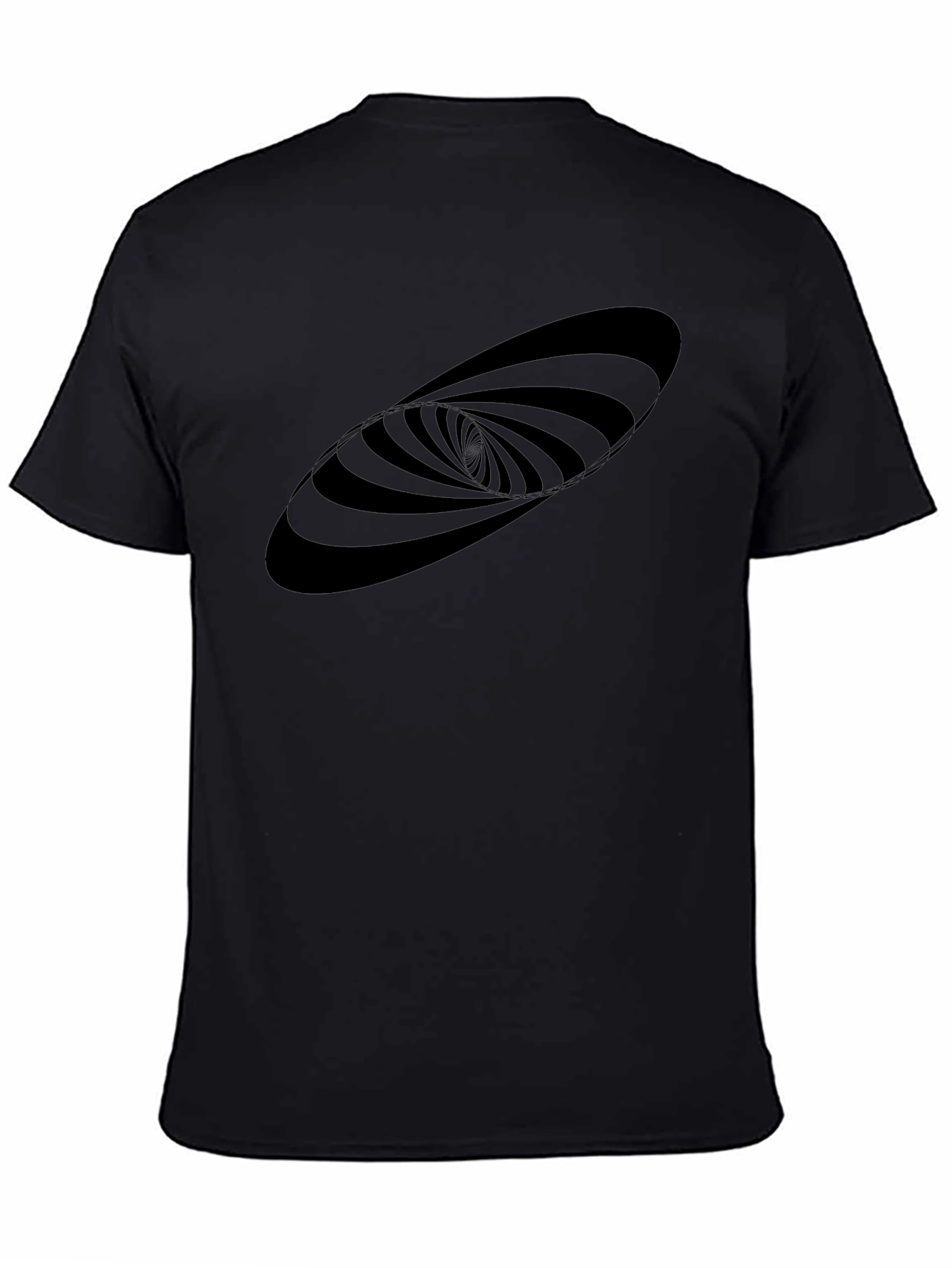 Hypnotic Swirl Graphic Tee - Black Cotton Blend Shirt