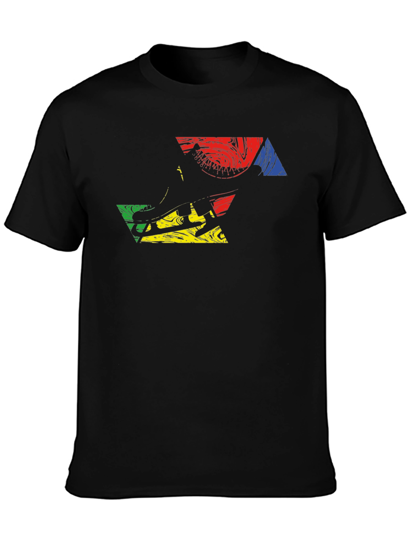 Abstract Graphic Print Mens Black T-Shirt