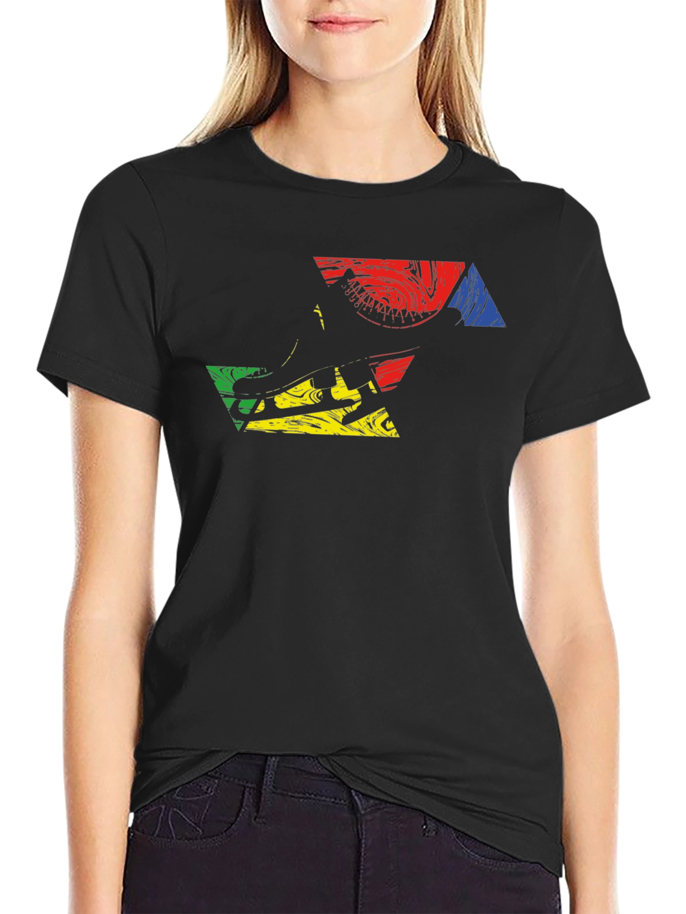 Abstract Graphic Print Mens Black T-Shirt