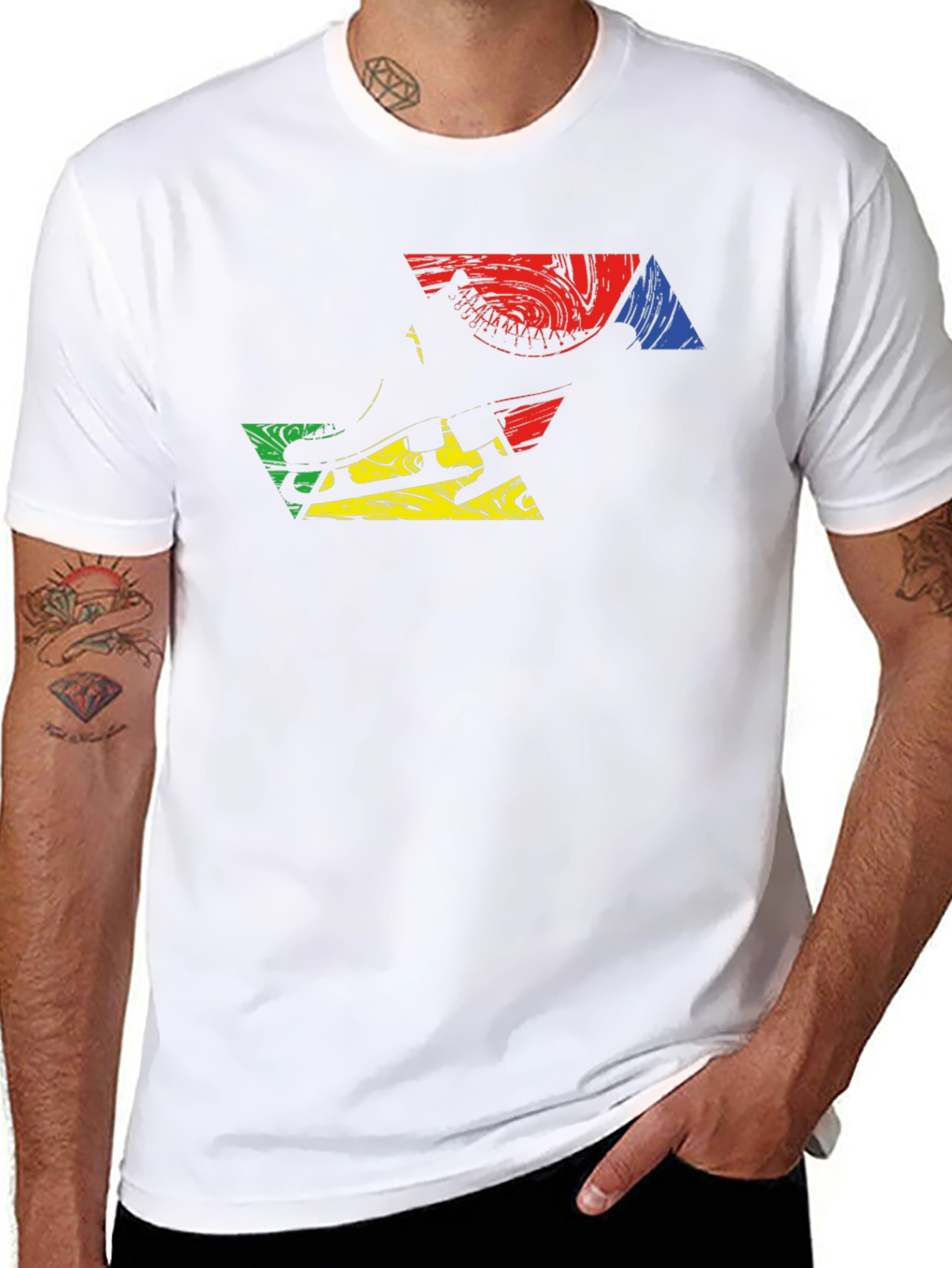 Abstract Graphic Print Mens Black T-Shirt