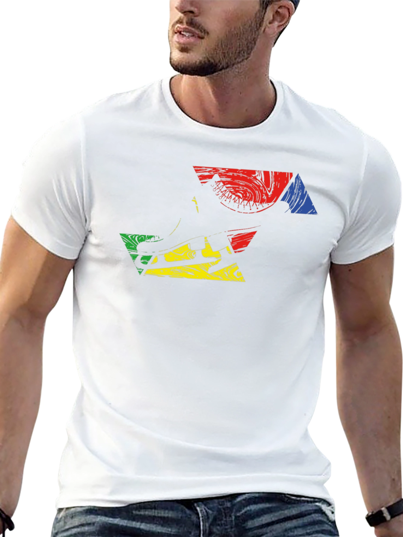 Abstract Graphic Print Mens Black T-Shirt