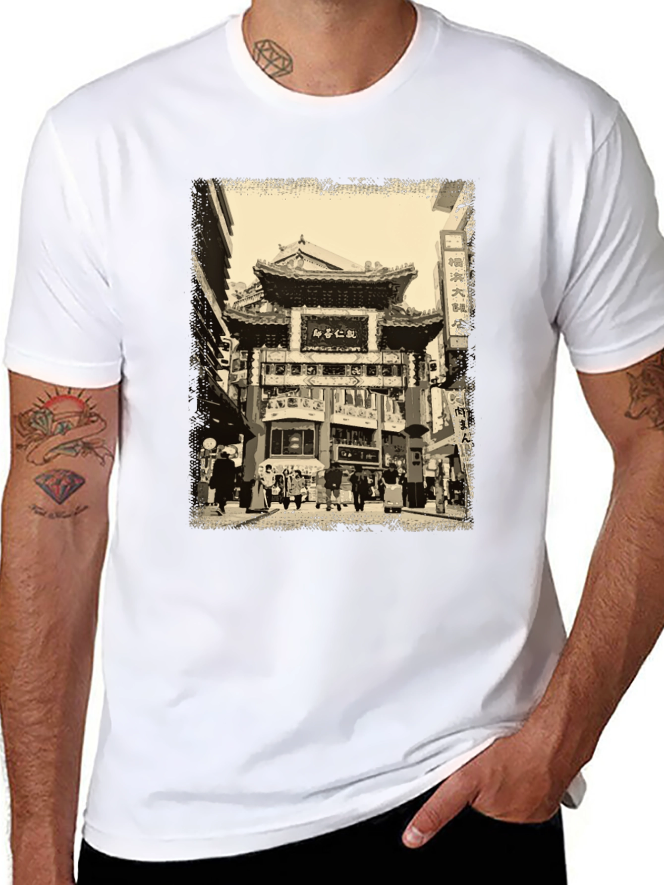 Urban Scene Graphic Tee - Black Cotton