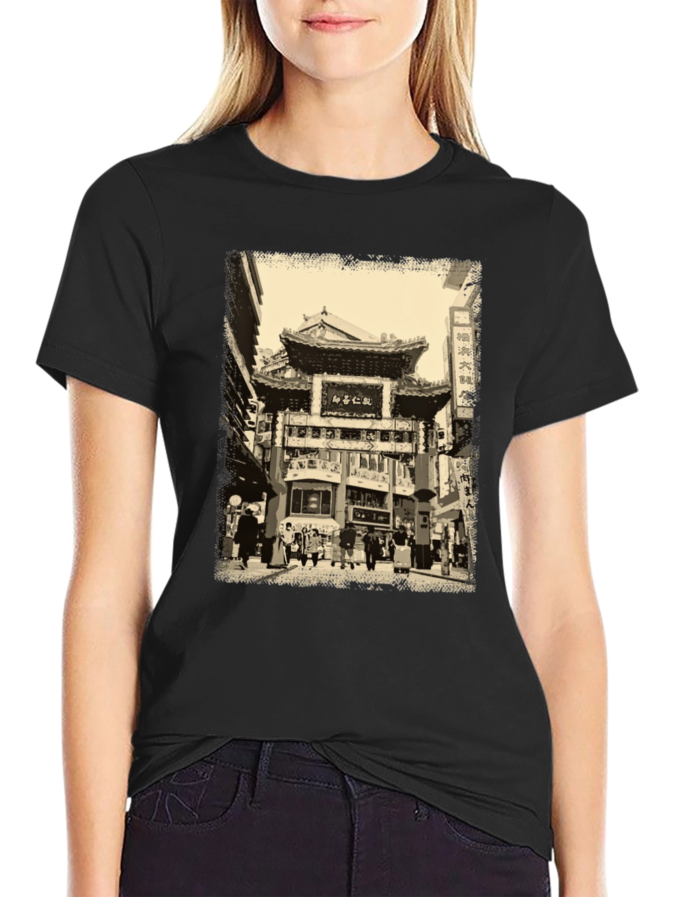Urban Scene Graphic Tee - Black Cotton