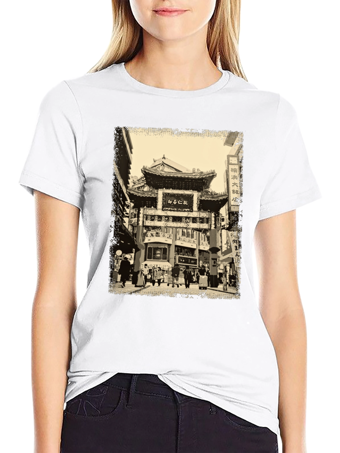 Urban Scene Graphic Tee - Black Cotton