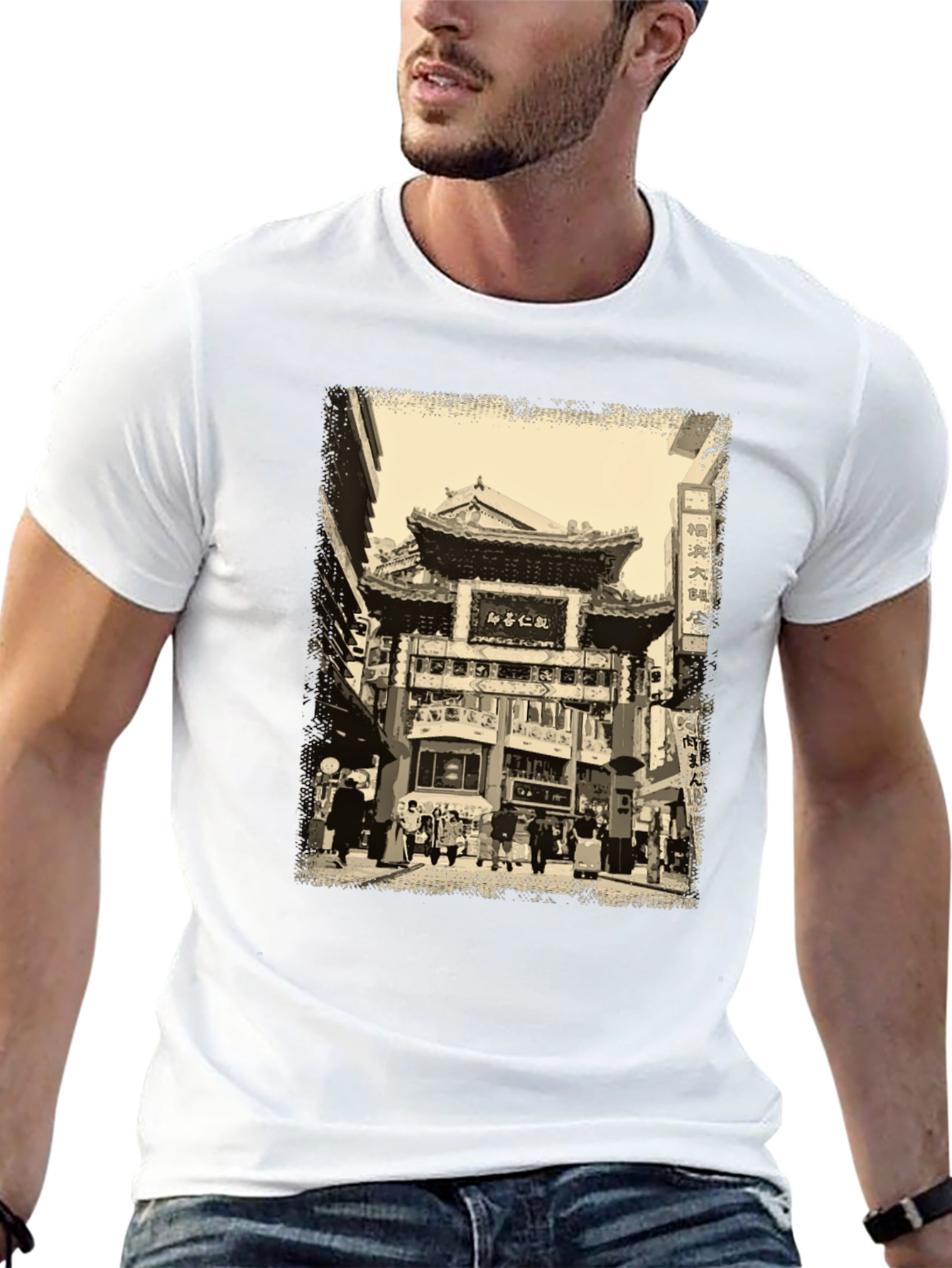Urban Scene Graphic Tee - Black Cotton