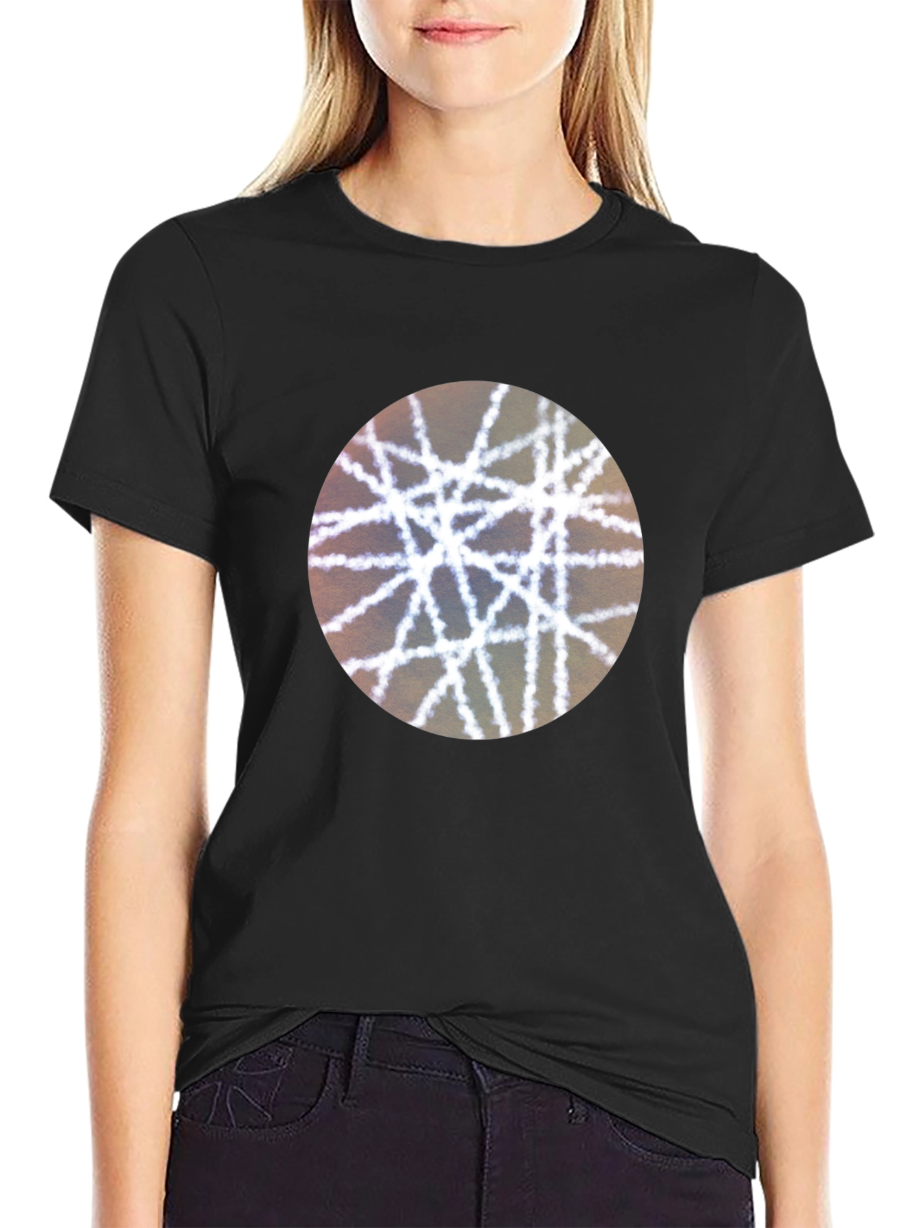 Abstract Lines Graphic Tee - Modern Black T-Shirt