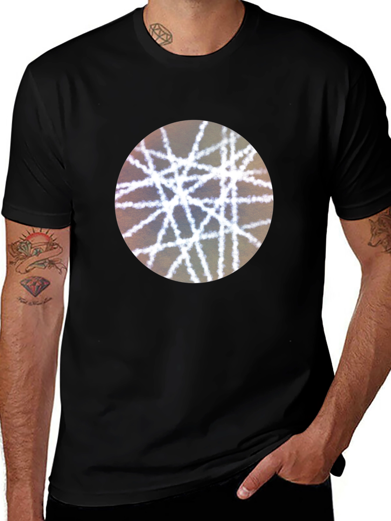 Abstract Lines Graphic Tee - Modern Black T-Shirt