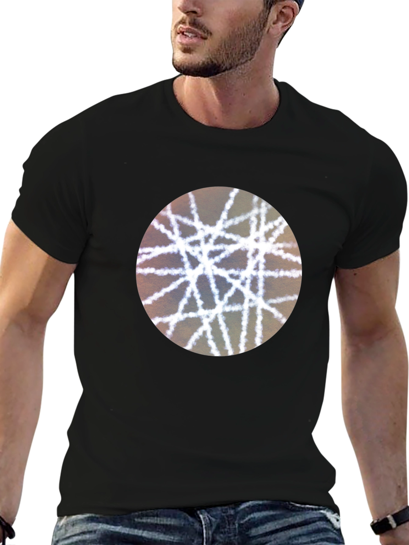 Abstract Lines Graphic Tee - Modern Black T-Shirt