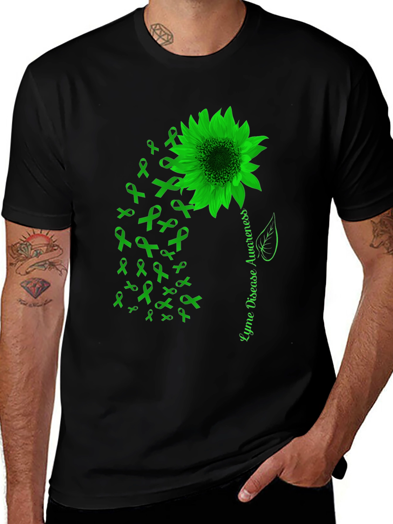 Lyme Disease Awareness Sunflower Ribbon T-Shirt