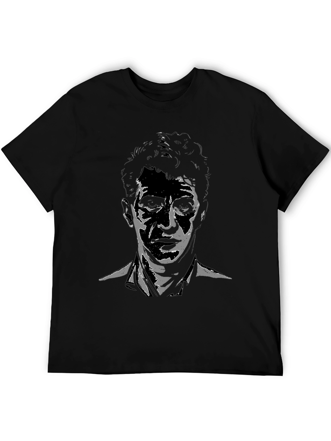 Stylish Black T-Shirt with Unique Portrait Design