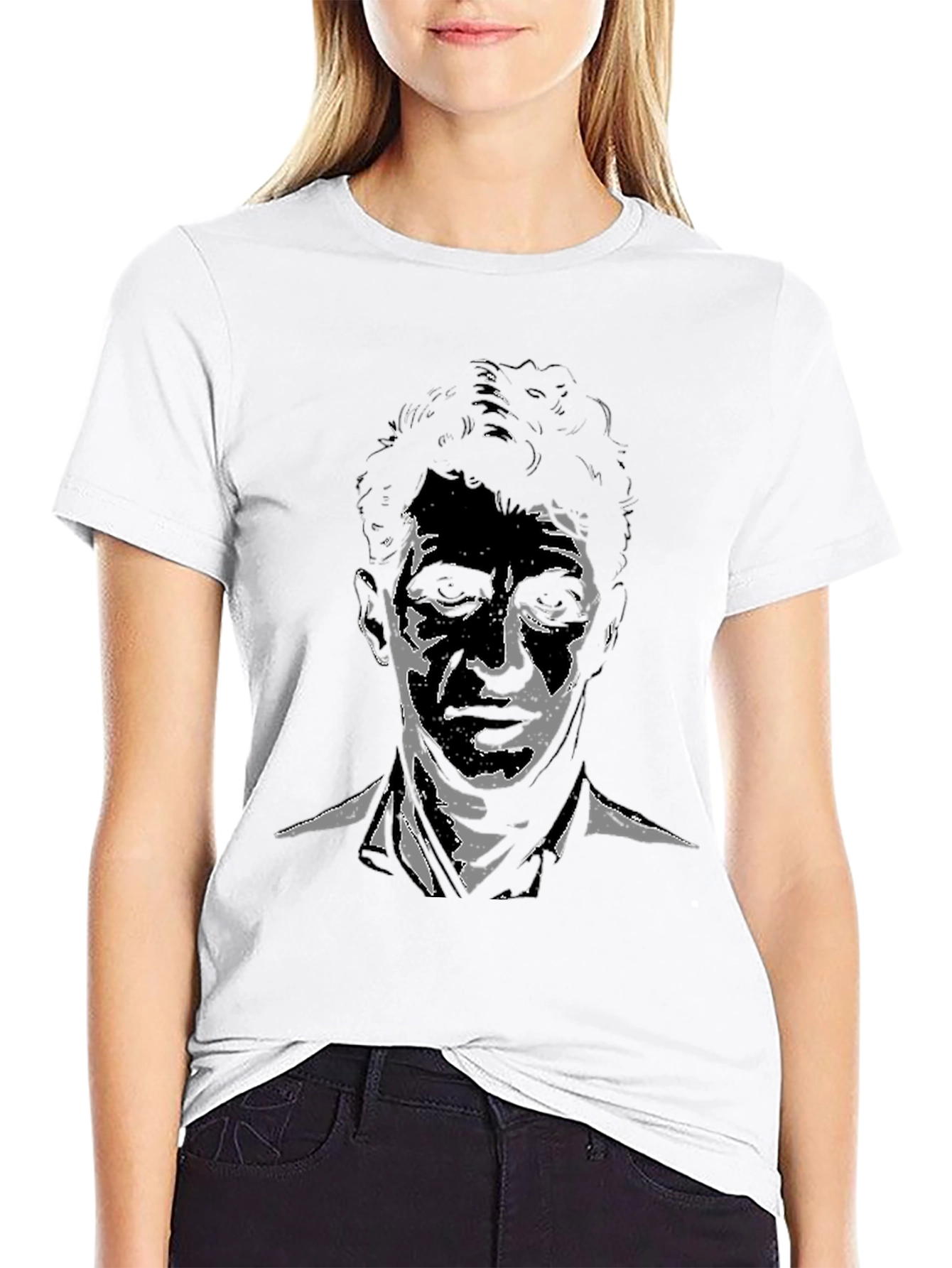 Stylish Black T-Shirt with Unique Portrait Design
