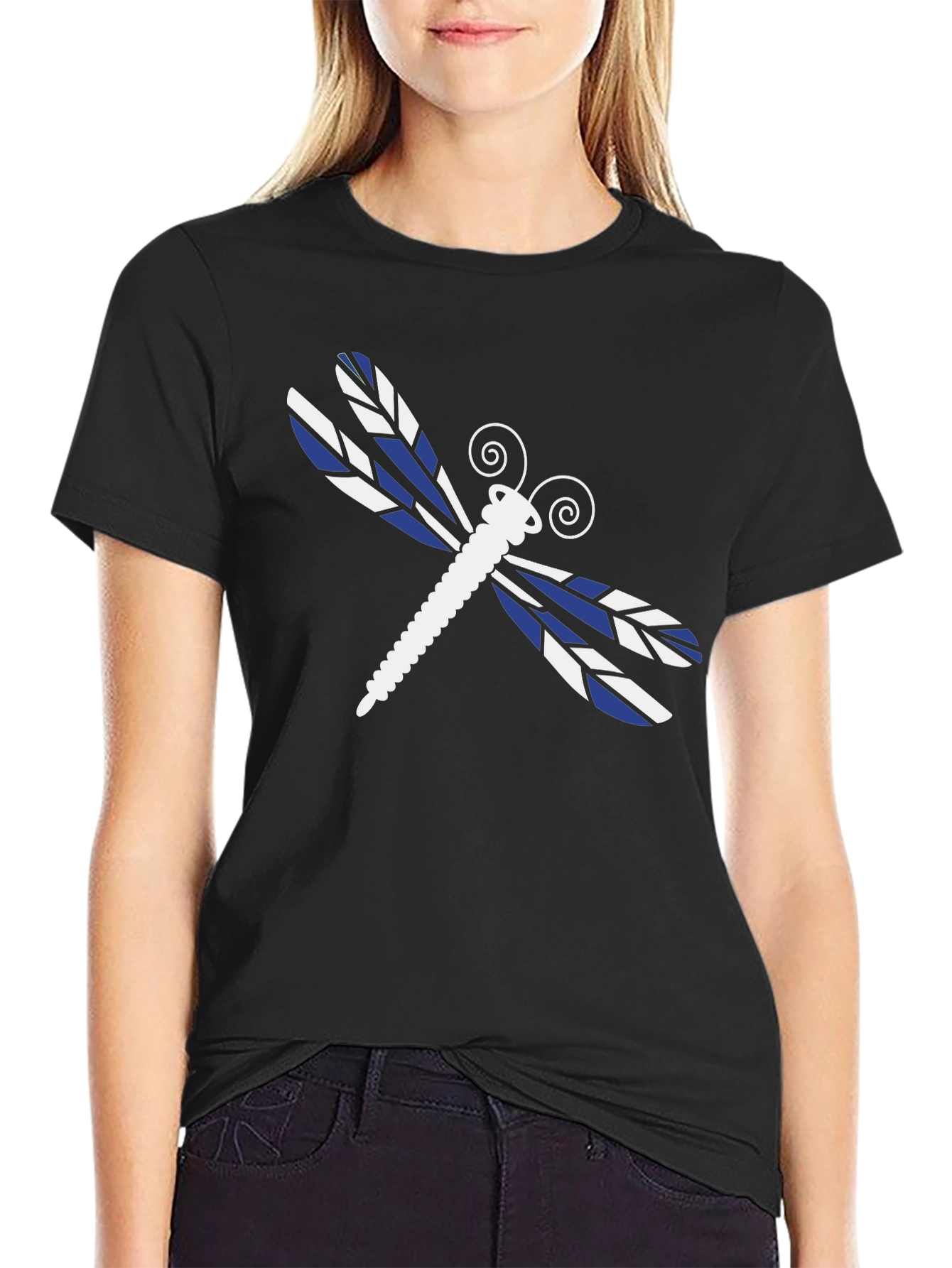 Dragonfly Graphic Tee - Black Cotton Shirt