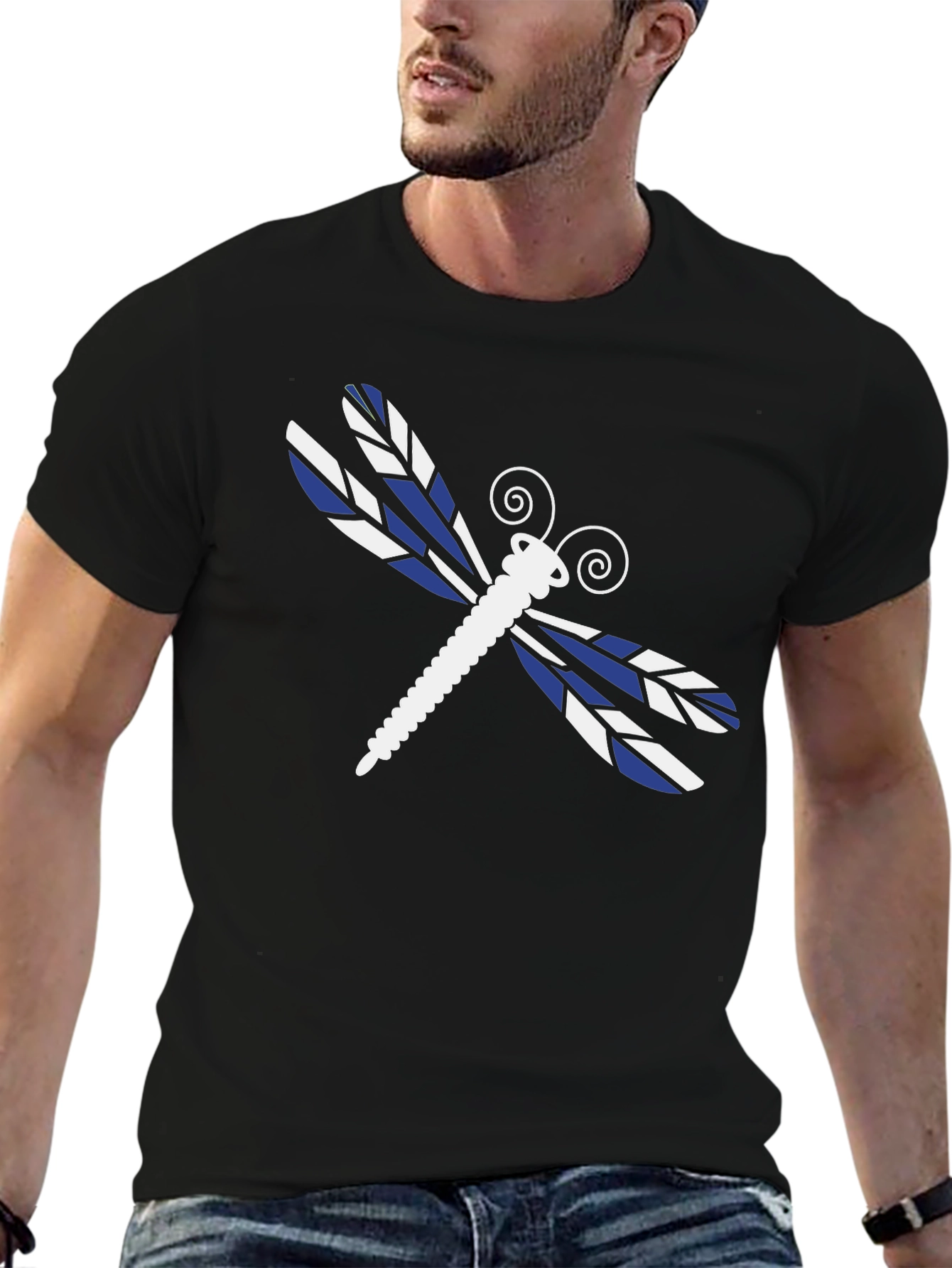 Dragonfly Graphic Tee - Black Cotton Shirt