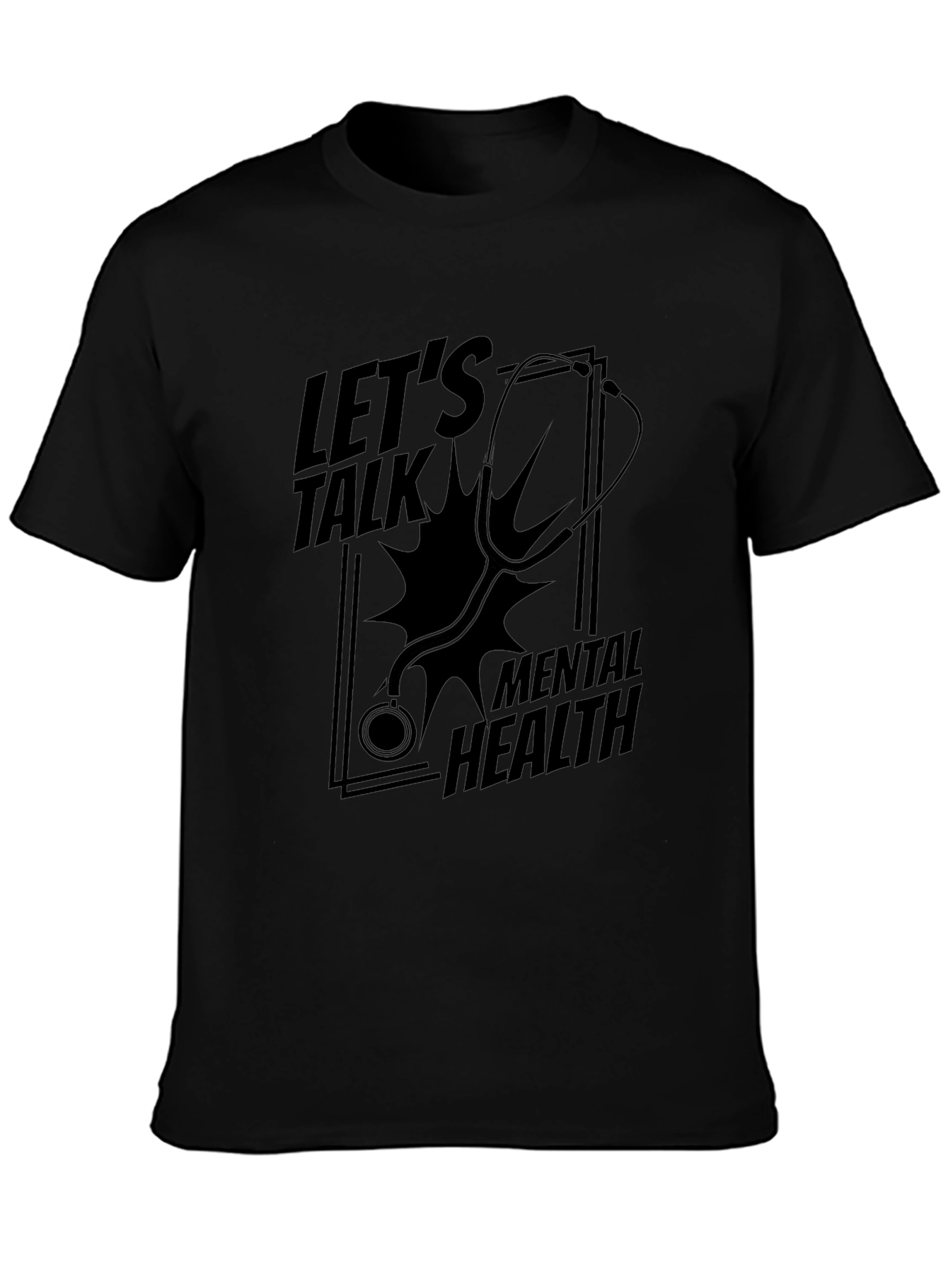 Lets Talk Mental Health Black Graphic T-Shirt