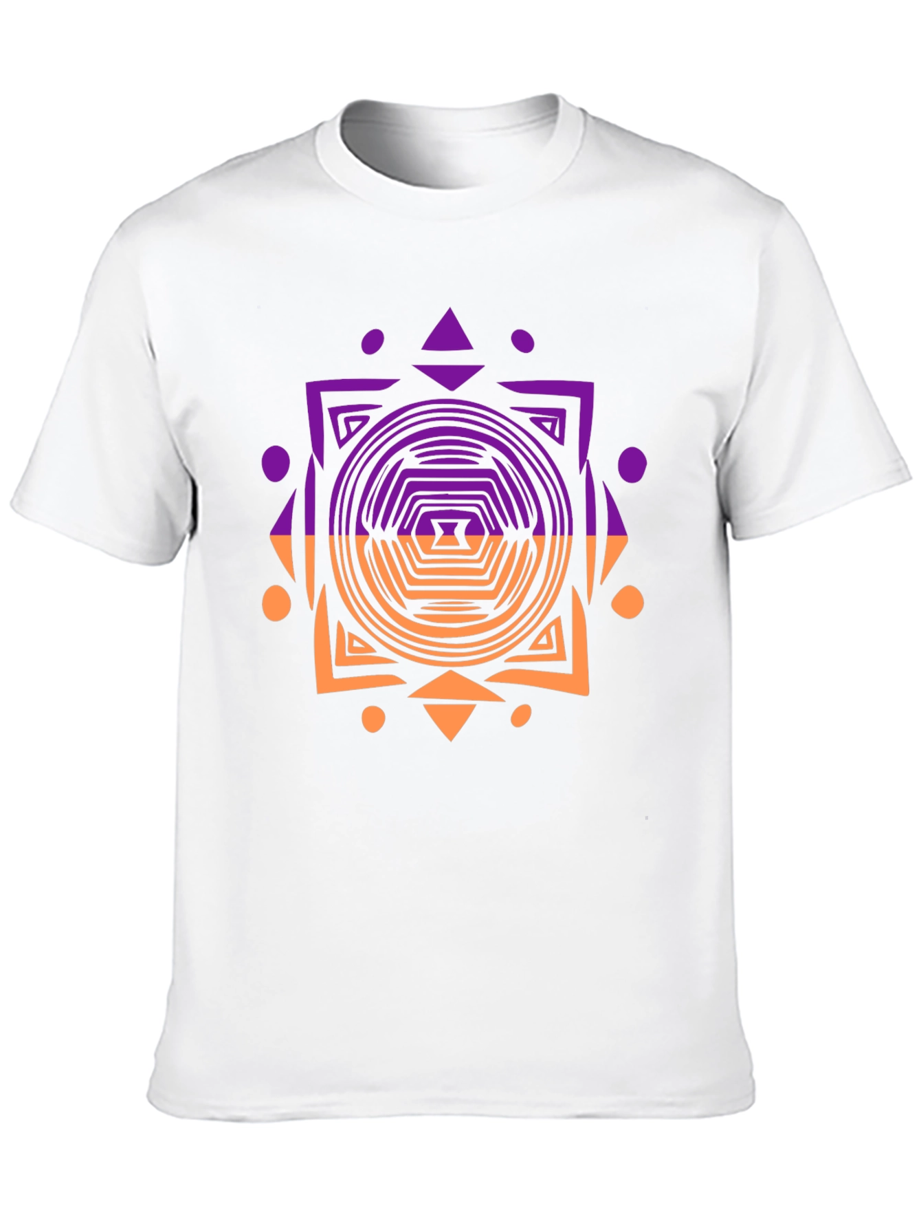 Geometric Patterned Mens Black T-Shirt