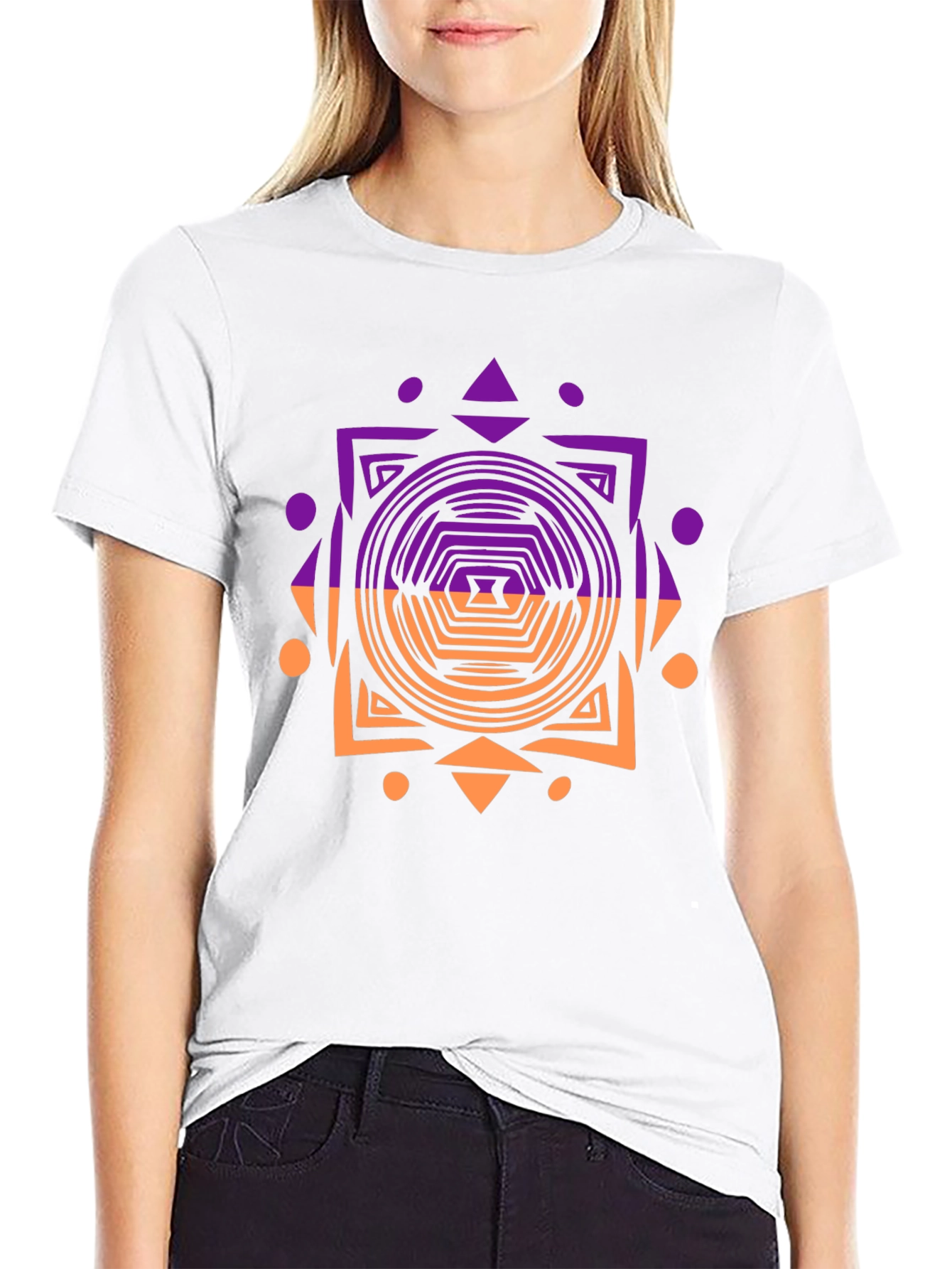Geometric Patterned Mens Black T-Shirt