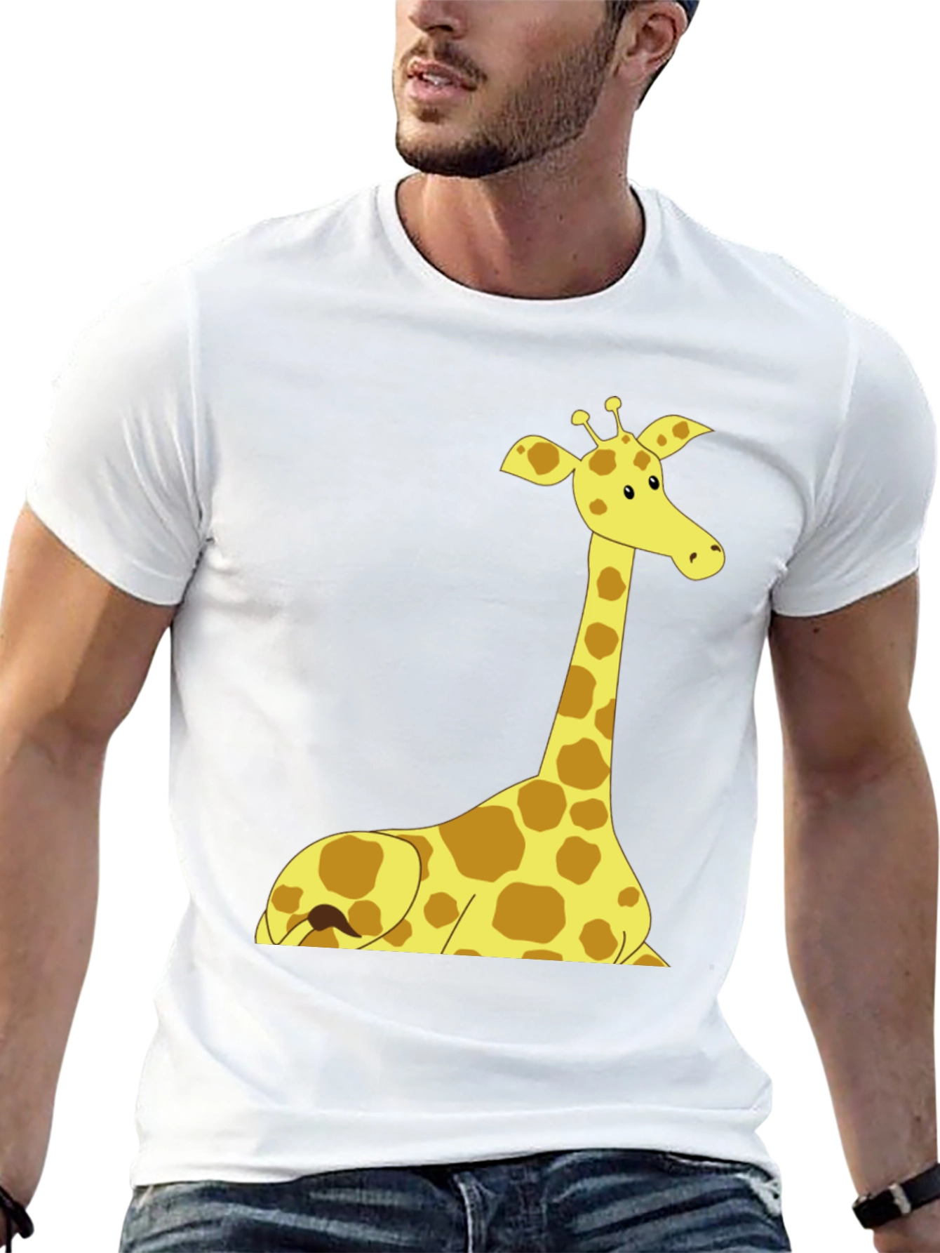 Giraffe Graphic Tee - Black Cotton Shirt