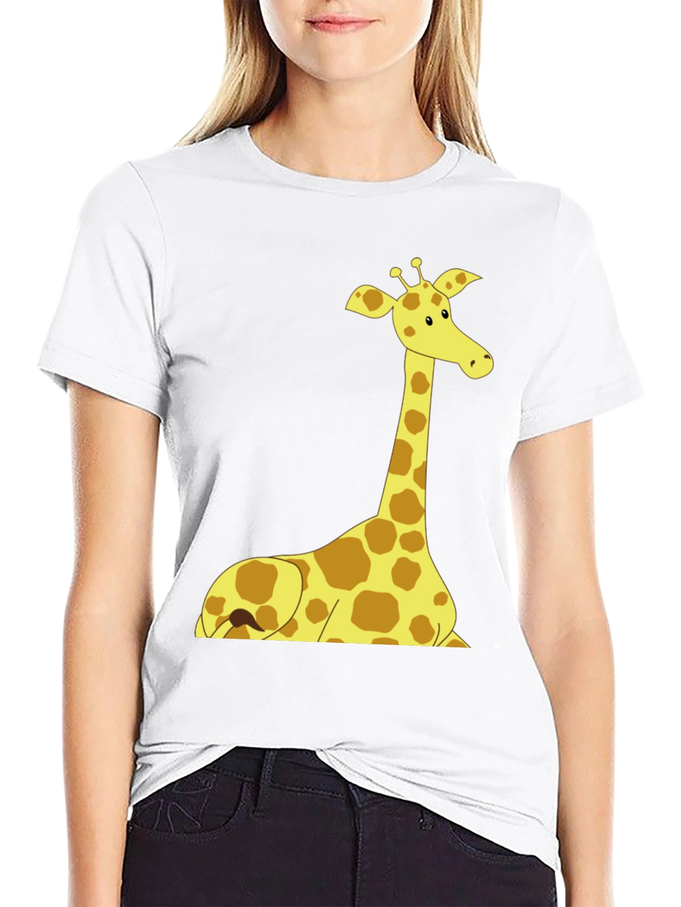 Giraffe Graphic Tee - Black Cotton Shirt