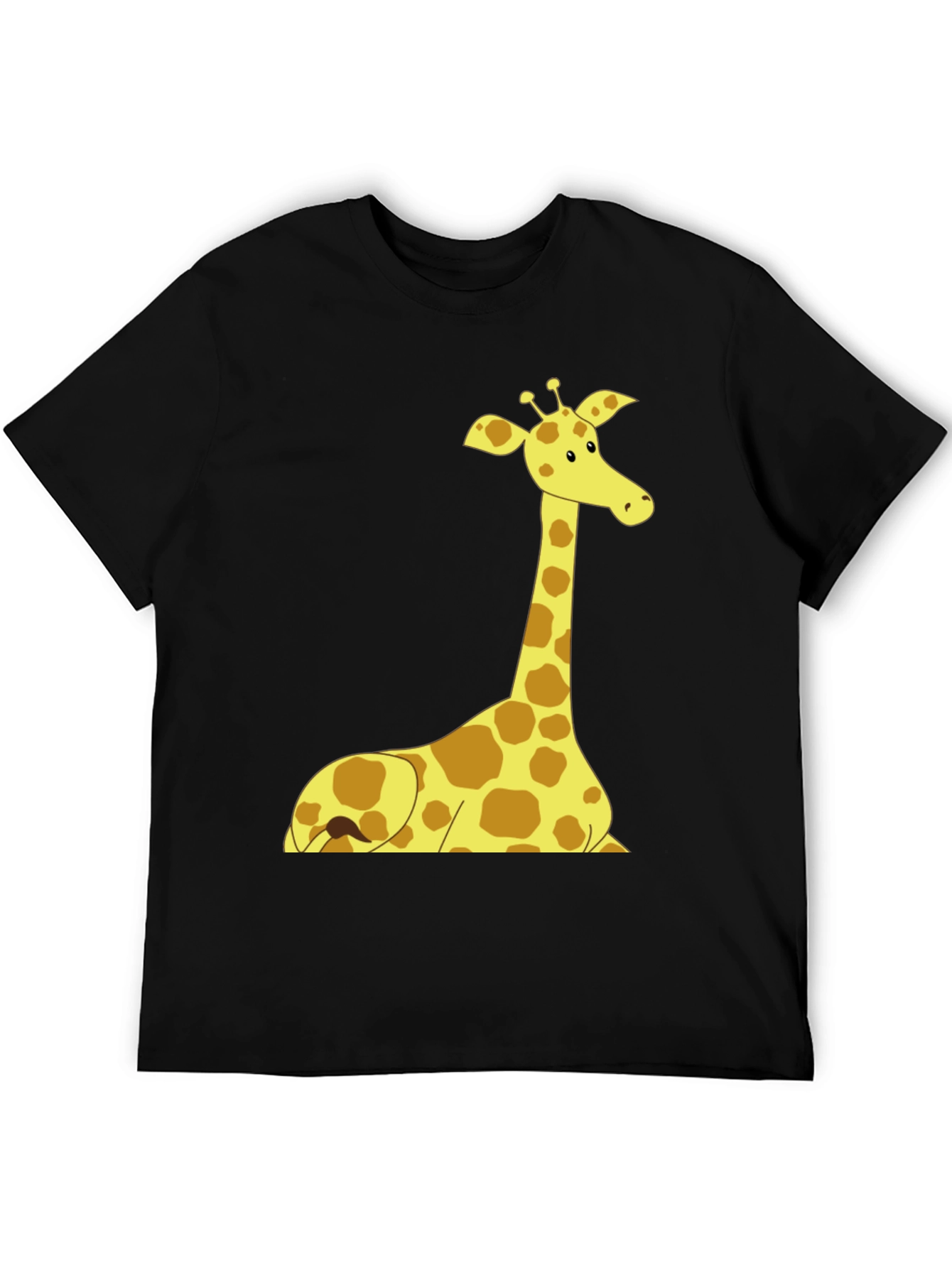 Giraffe Graphic Tee - Black Cotton Shirt