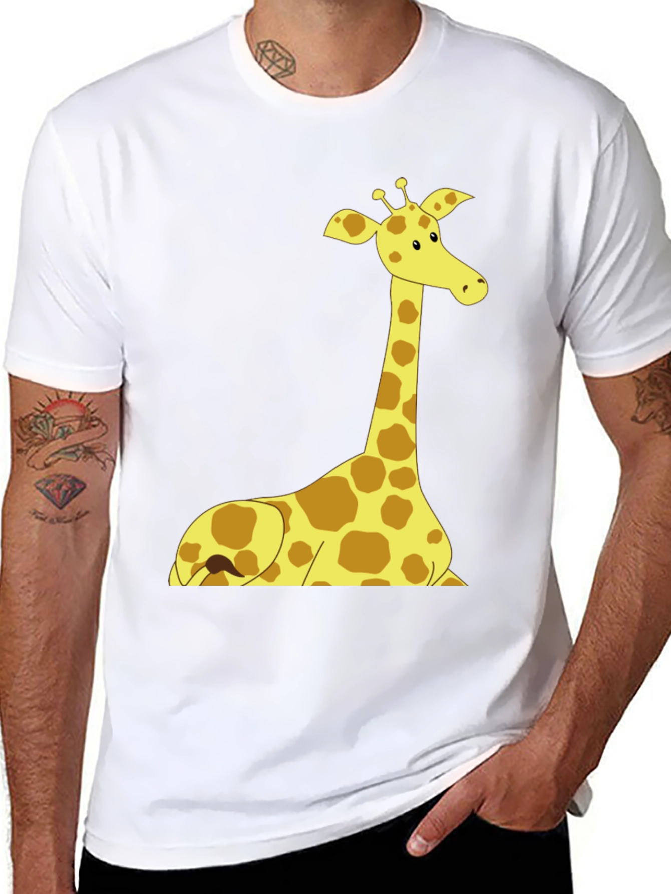 Giraffe Graphic Tee - Black Cotton Shirt
