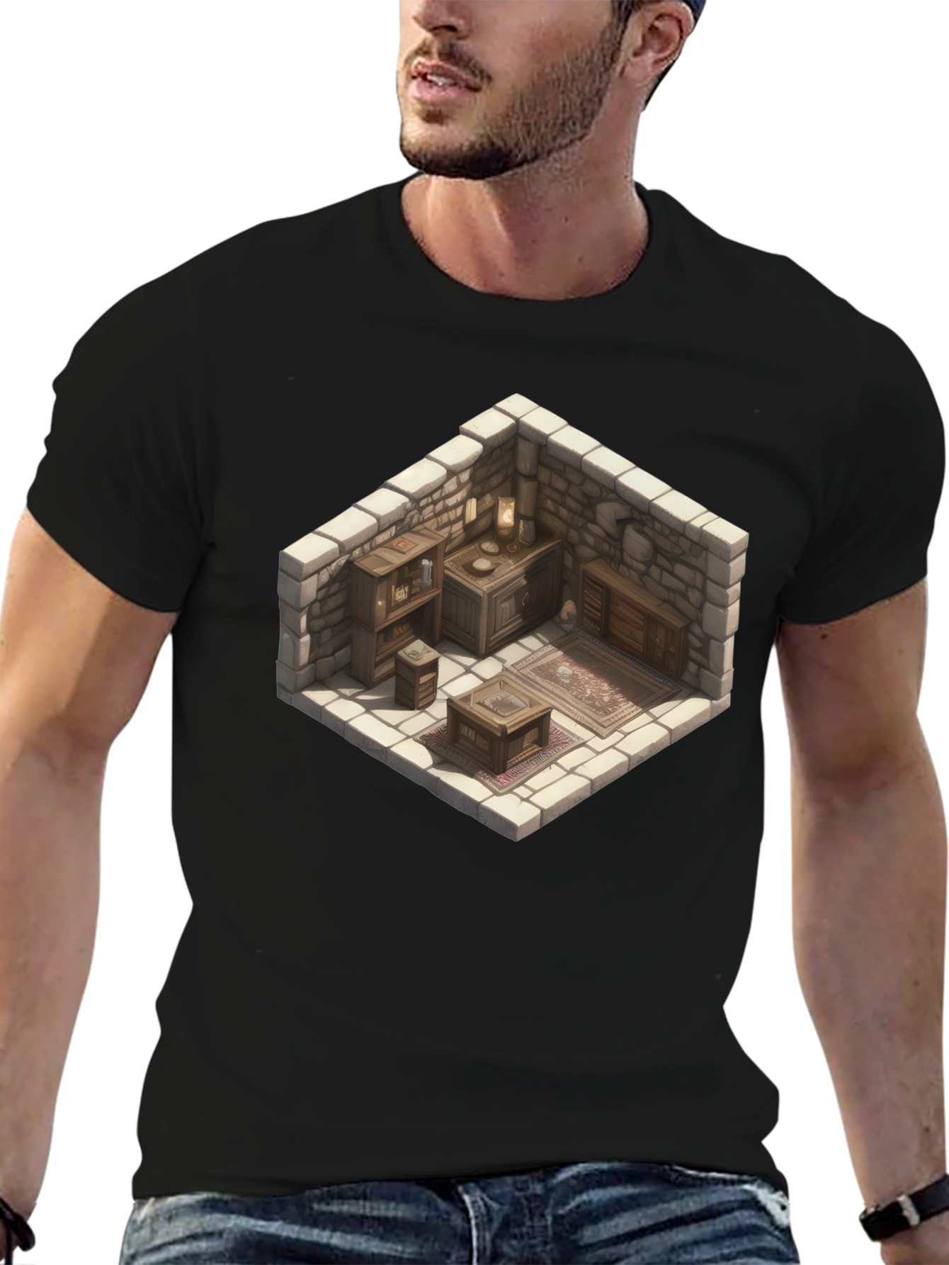 Isometric Dungeon Room Graphic Tee - Black