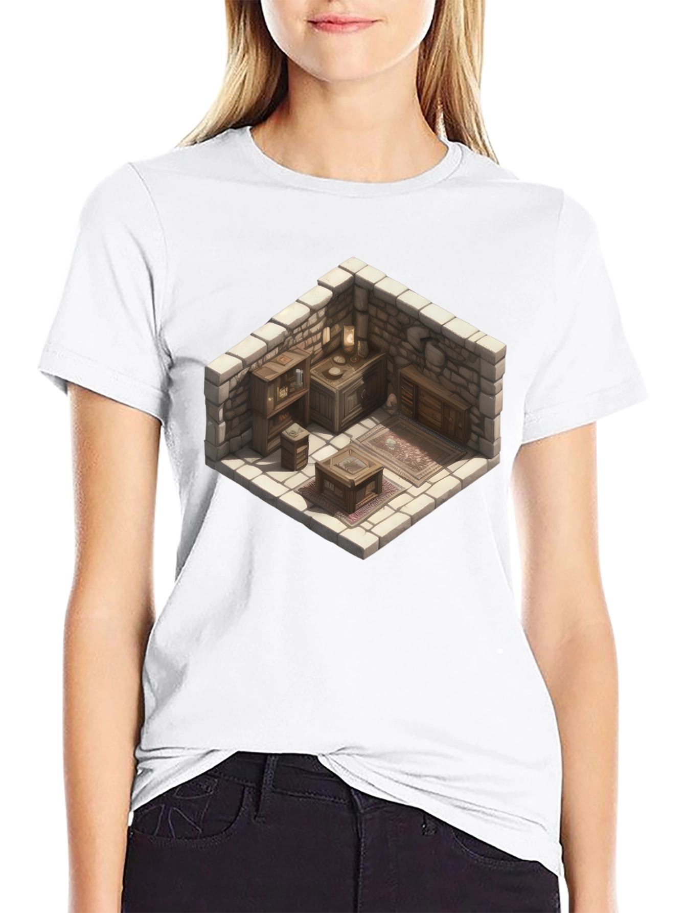 Isometric Dungeon Room Graphic Tee - Black