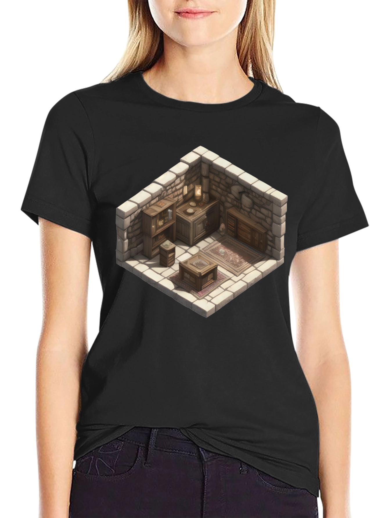 Isometric Dungeon Room Graphic Tee - Black