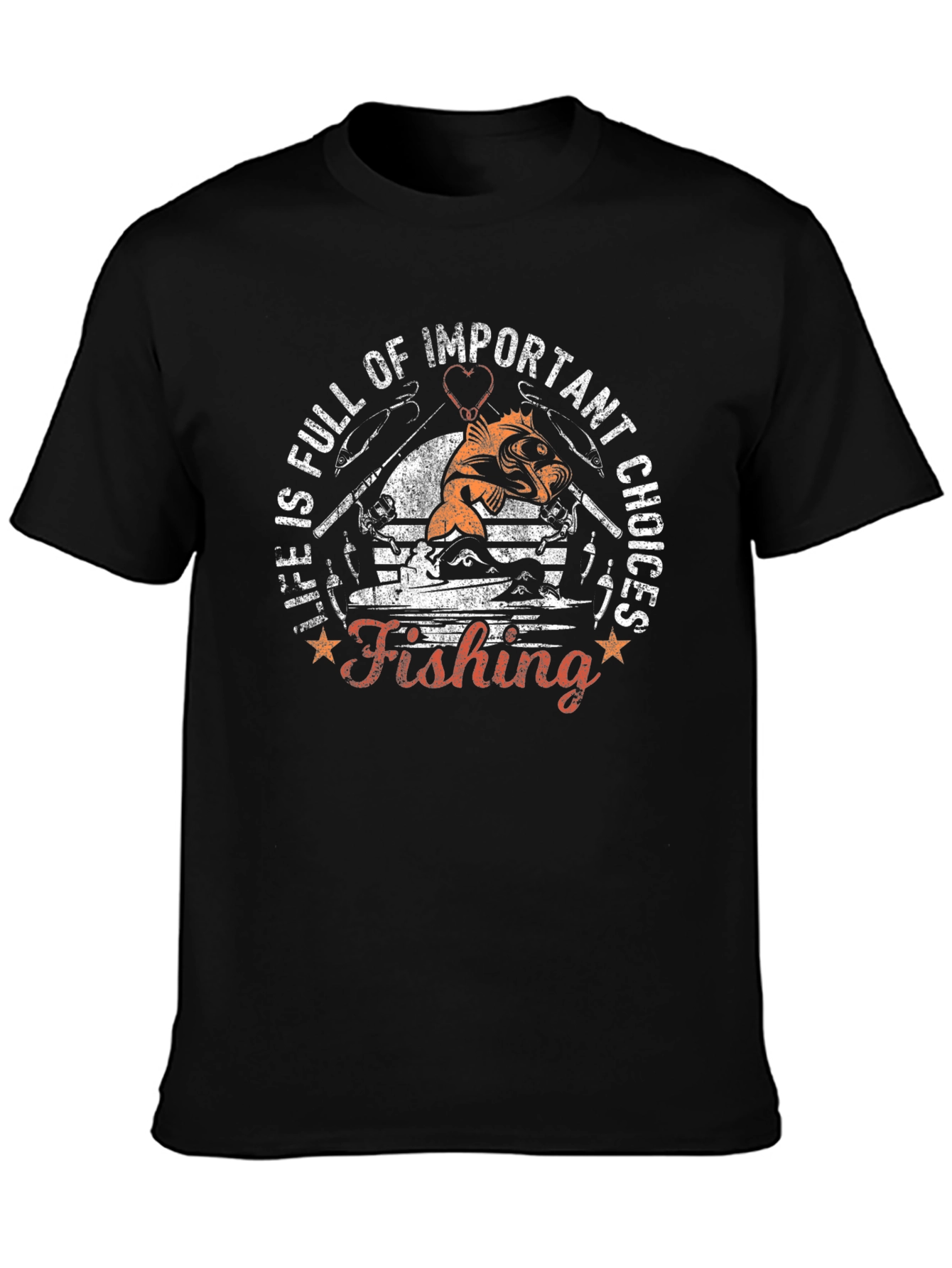 Fishing Life Choices Graphic Tee - Black Cotton T-Shirt