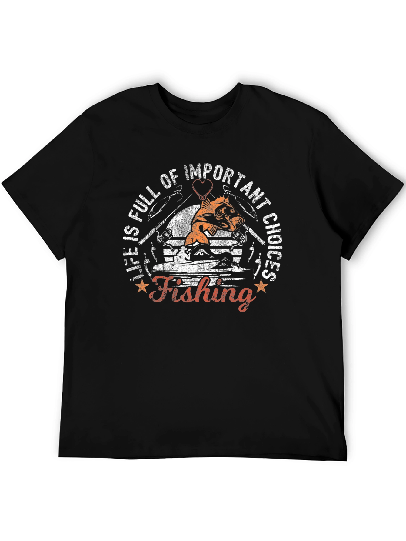 Fishing Life Choices Graphic Tee - Black Cotton T-Shirt