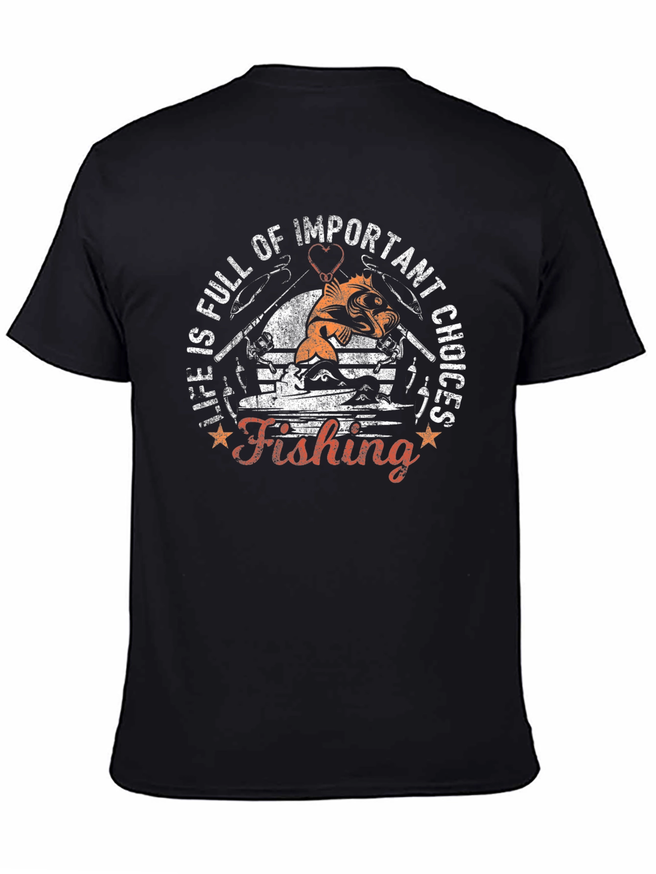 Fishing Life Choices Graphic Tee - Black Cotton T-Shirt