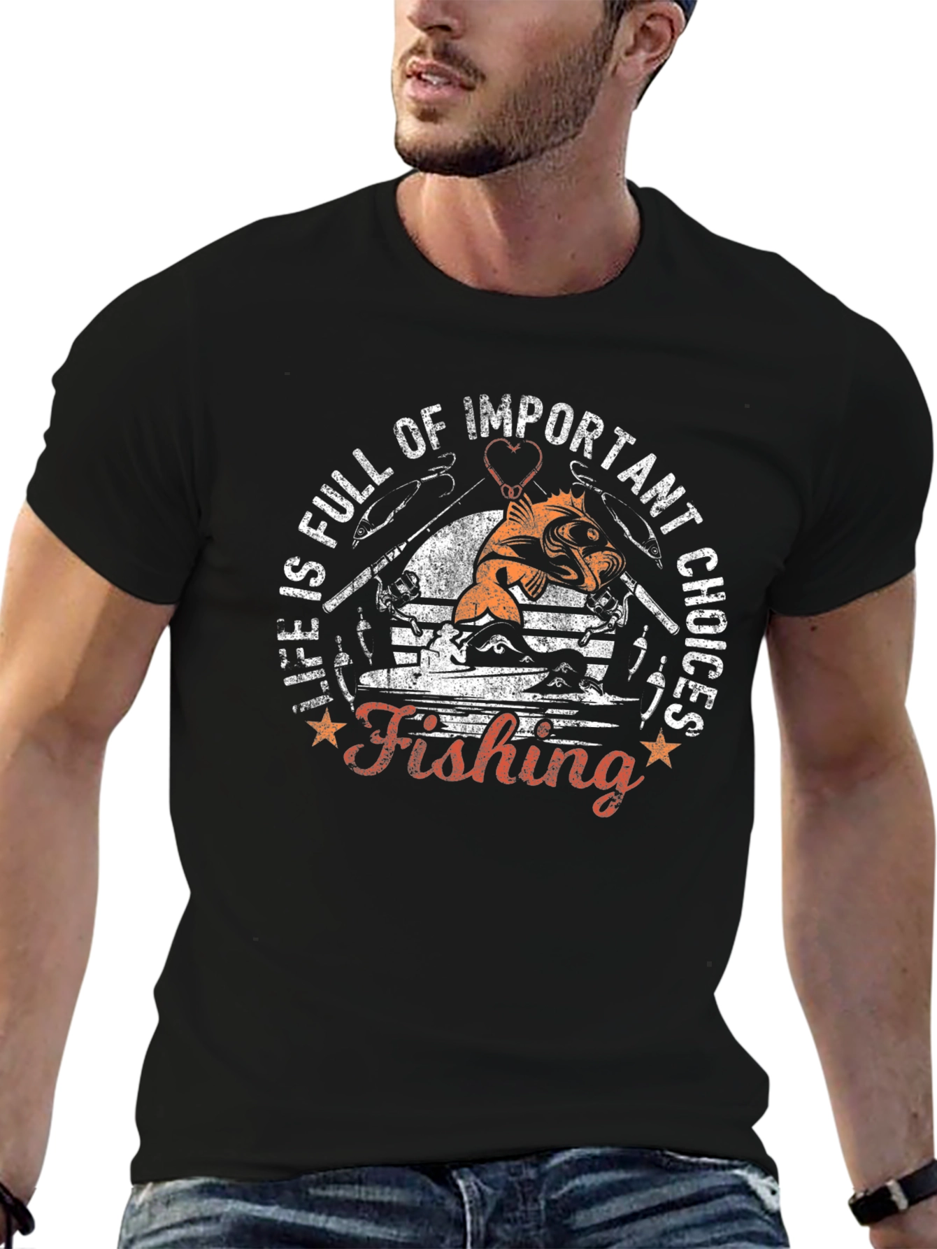 Fishing Life Choices Graphic Tee - Black Cotton T-Shirt