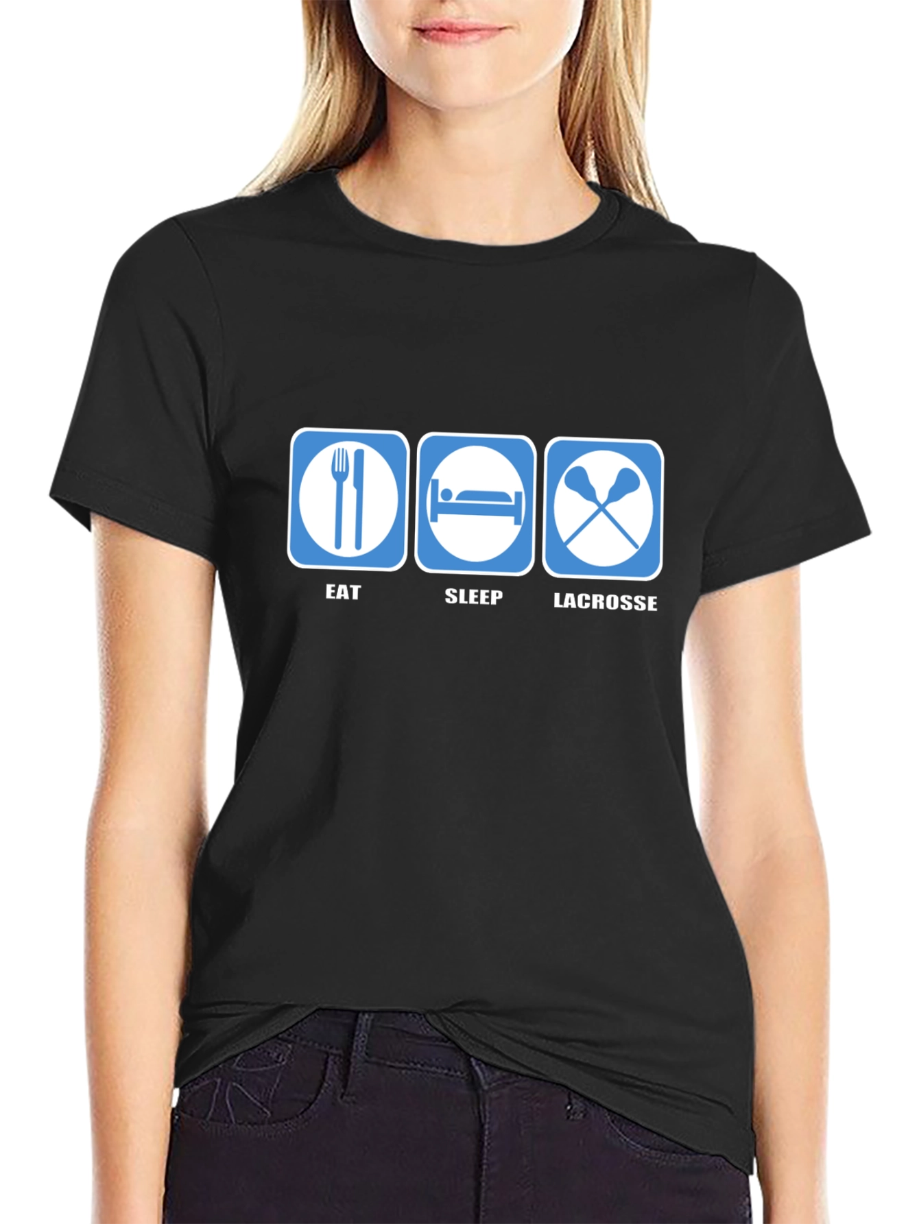 Eat Sleep Lacrosse Black T-Shirt
