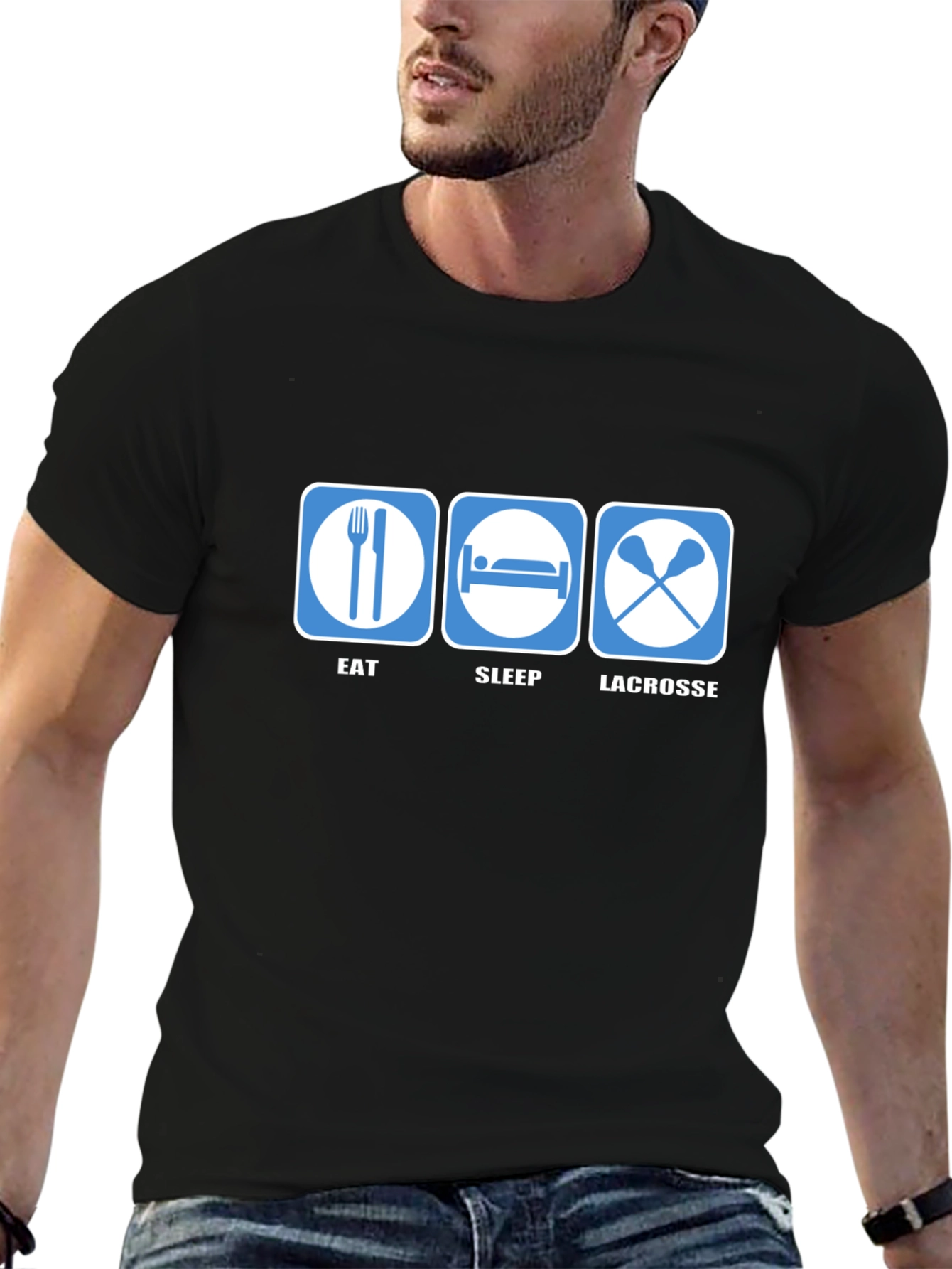 Eat Sleep Lacrosse Black T-Shirt