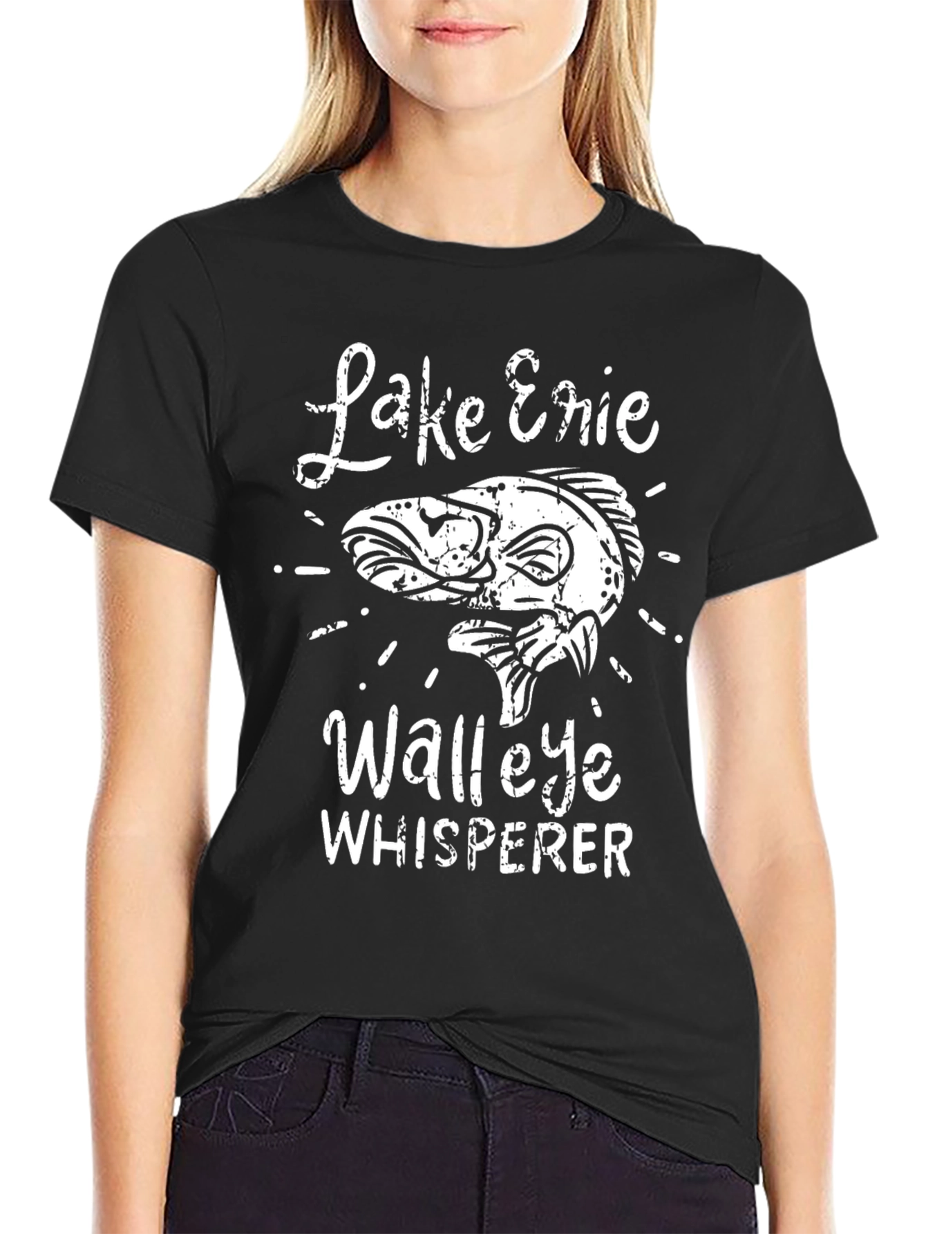 Lake Erie Walleye Whisperer Black T-Shirt