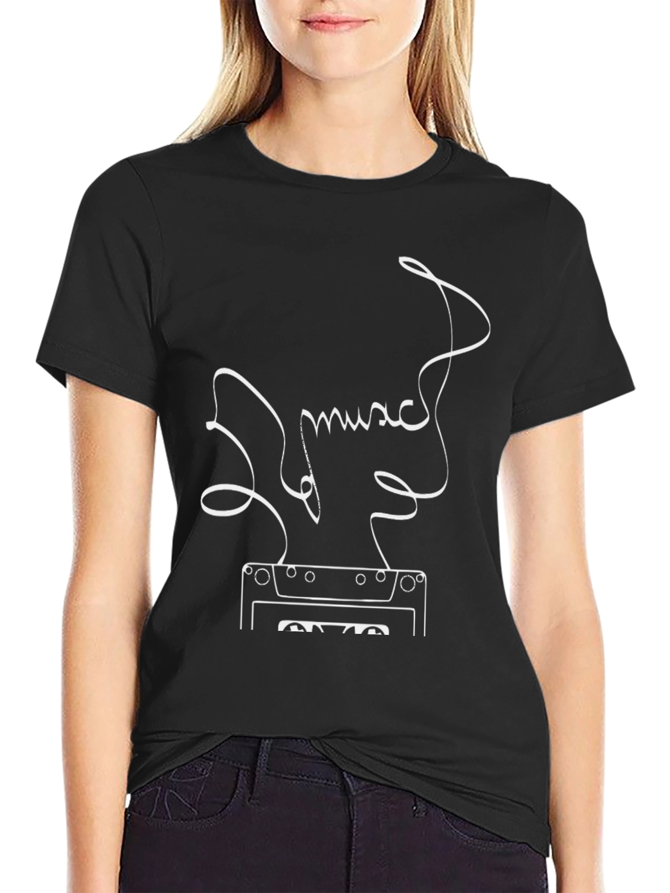 Music Cassette Tape Graphic Black T-Shirt