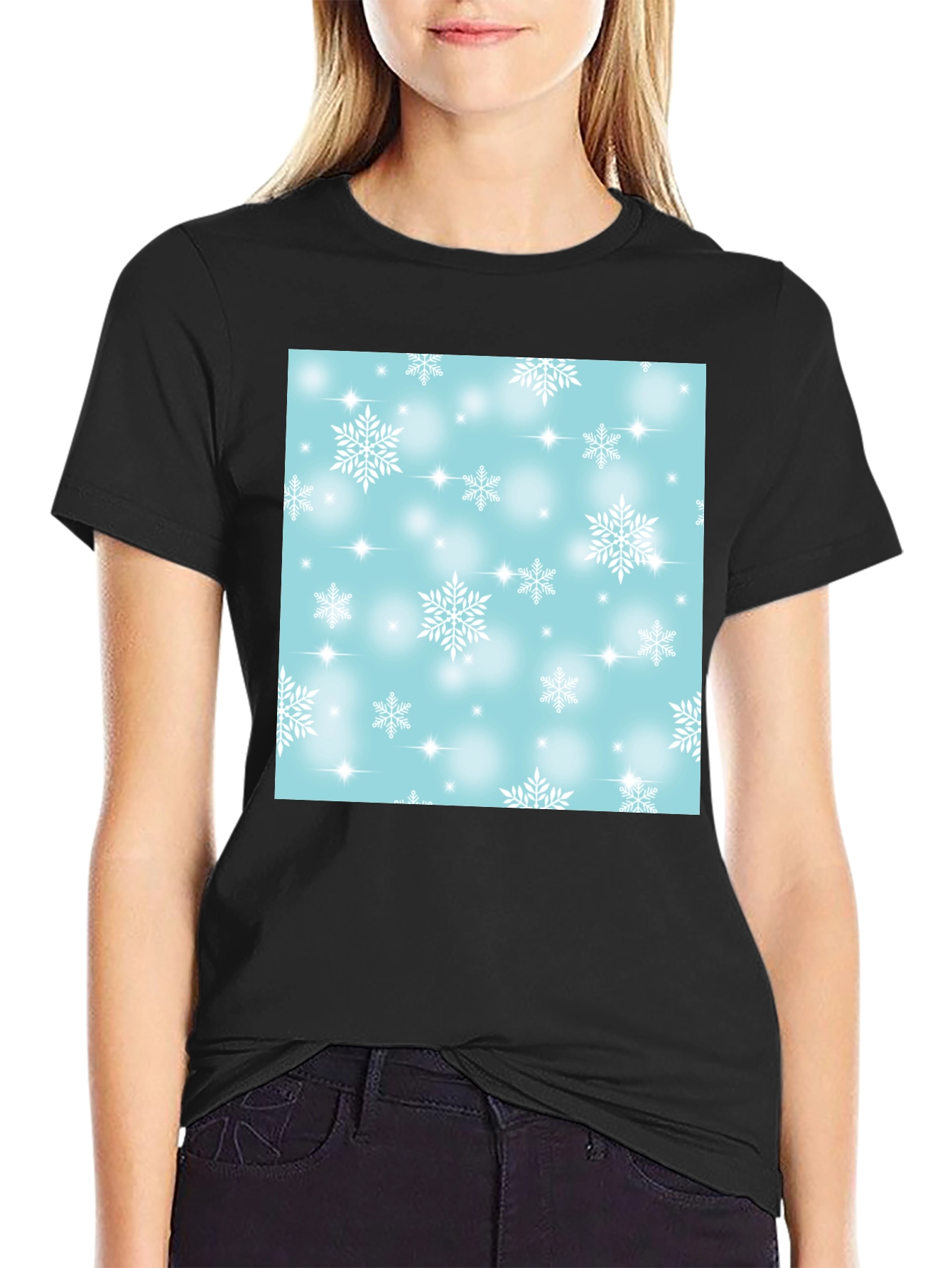 Snowflake Pattern T-Shirt - Winter Festive Tee