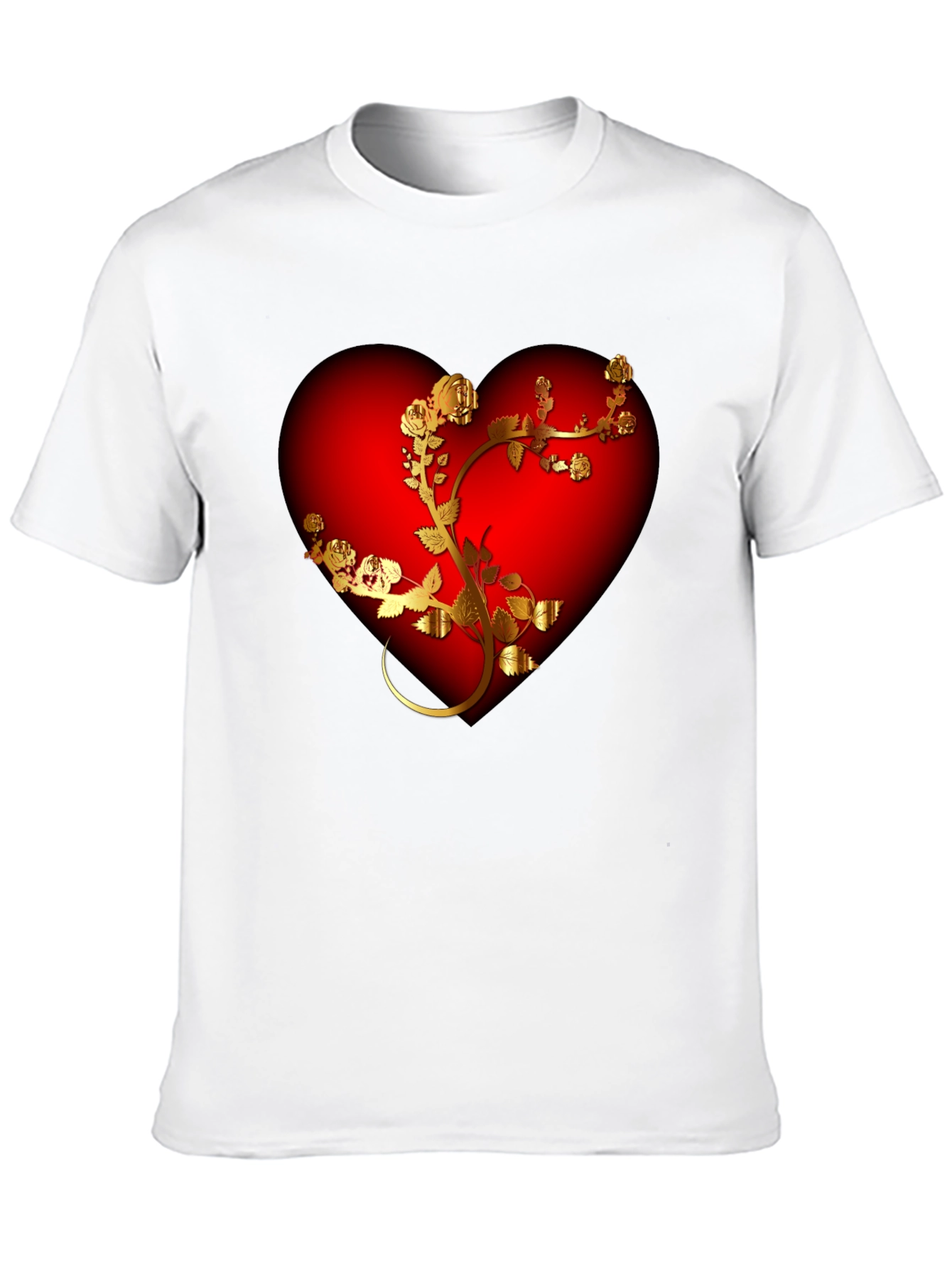 Romantic Heart & Rose T-Shirt - Black