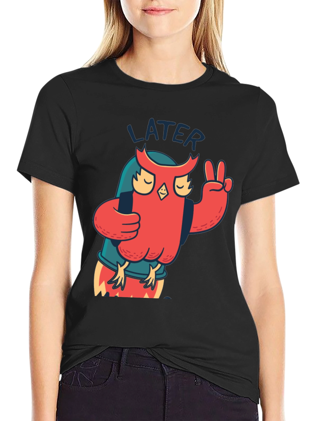 Cool Owl Later Black T-Shirt