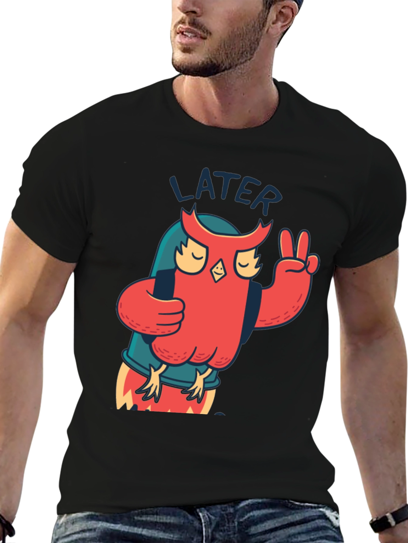 Cool Owl Later Black T-Shirt