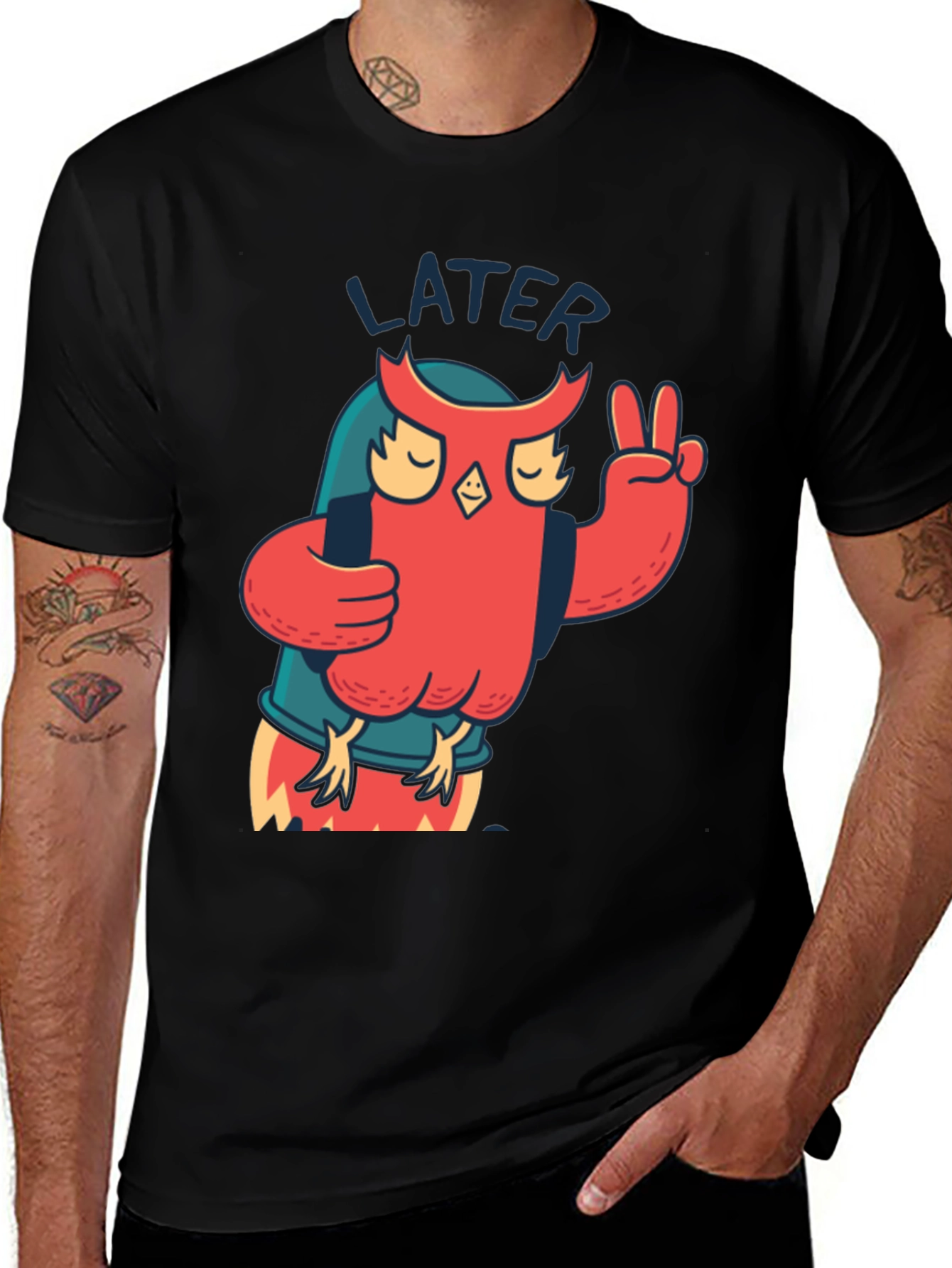 Cool Owl Later Black T-Shirt